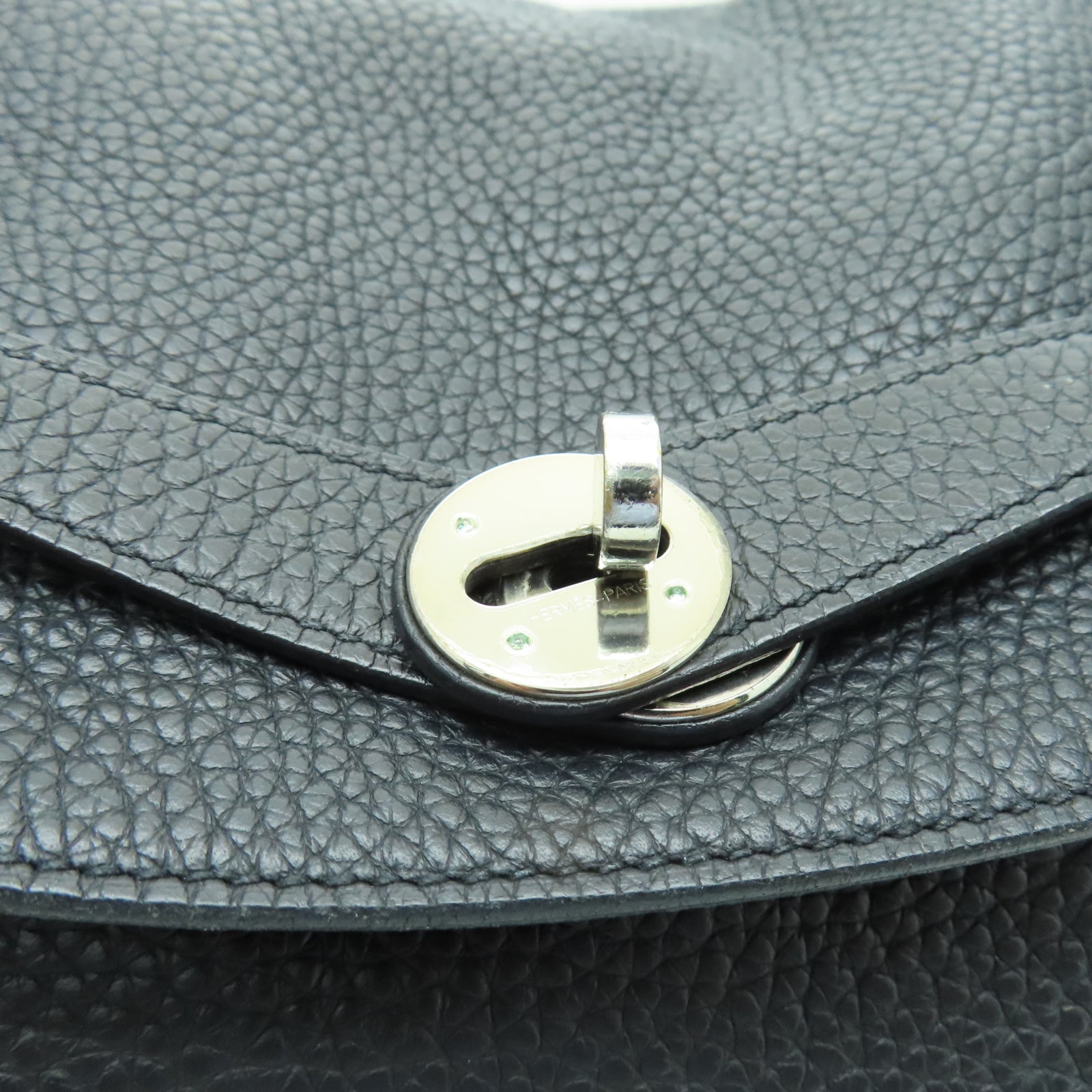 HERMES Taurillon Clemence皮革Lindy 34銀扣手挽肩背兩用袋黑色