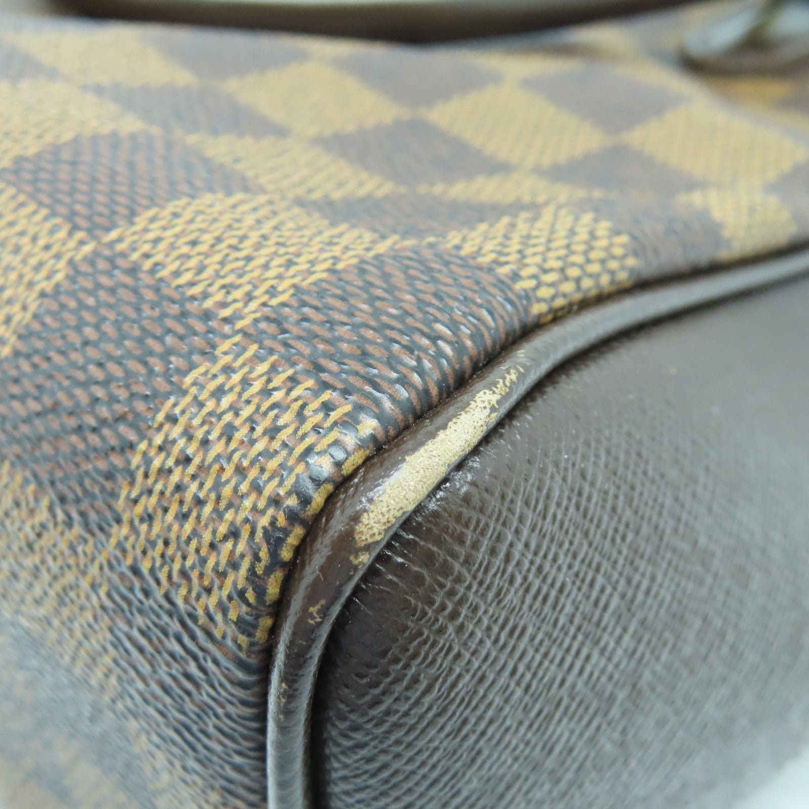 LOUIS VUITTON Damier Brera gold buckle handle bag brown