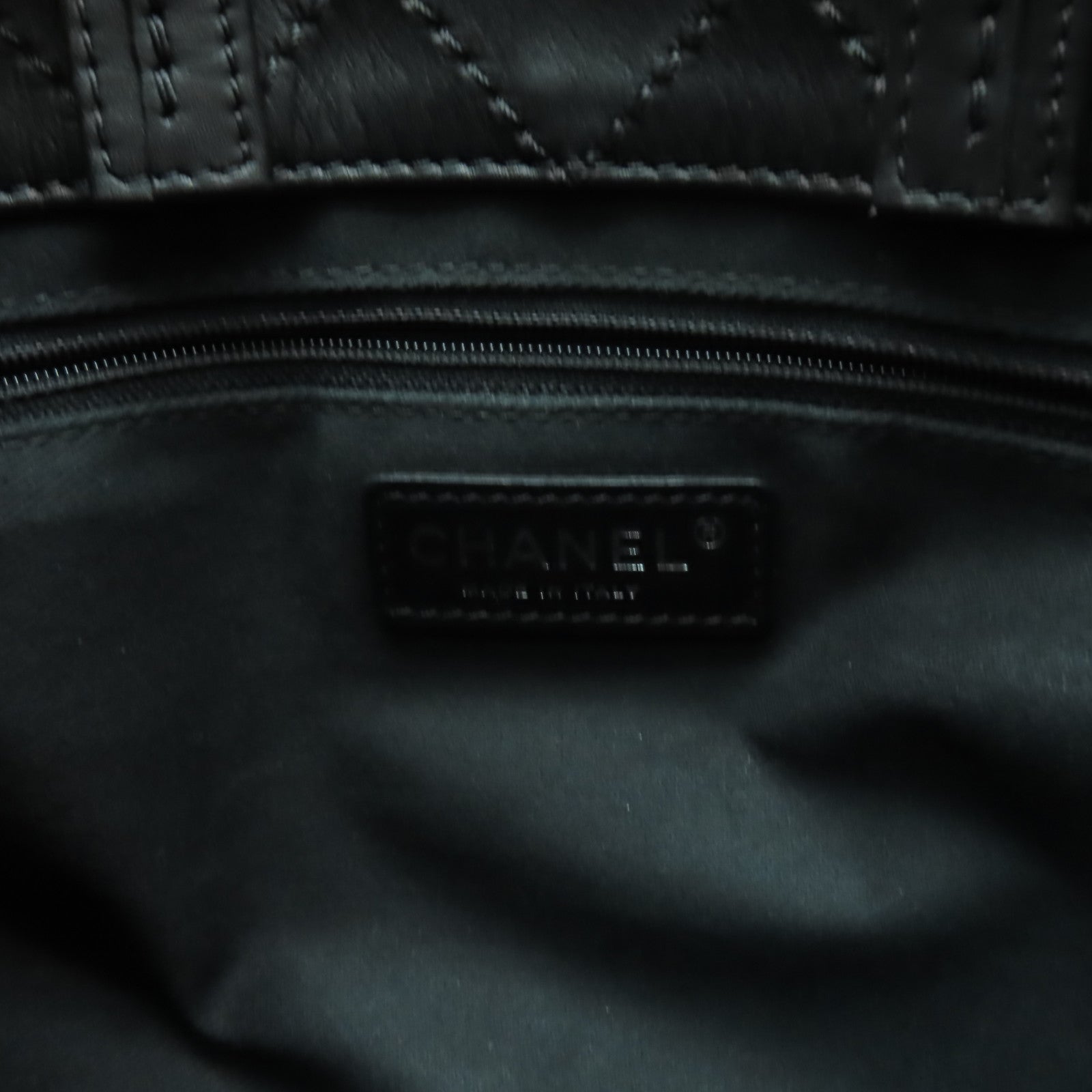 CHANEL 菱格牛皮皮革Shoulder Bag銀扣鏈帶肩背袋黑色