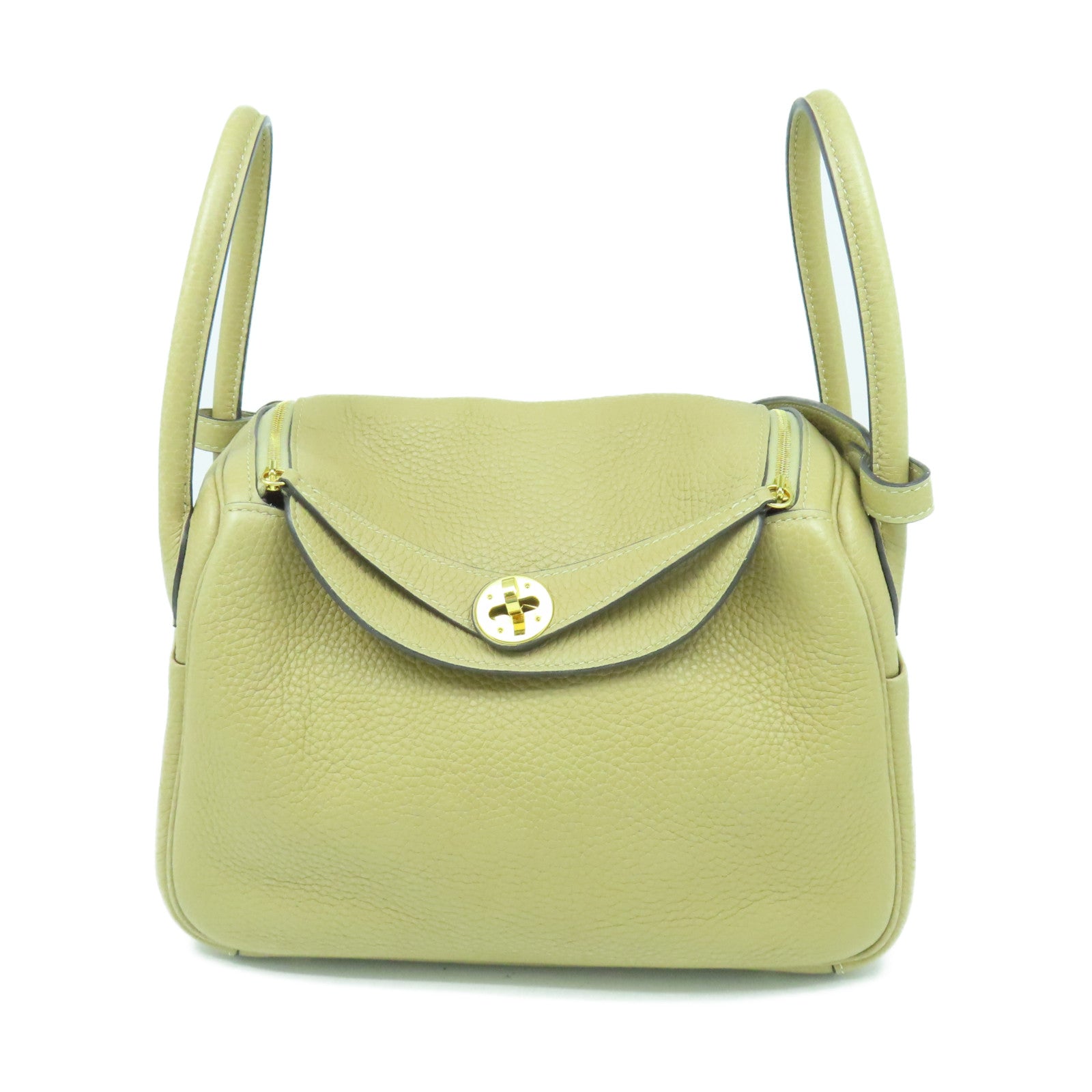 HERMES Taurillon Clemence皮革Lindy 26金扣手挽肩背兩用袋啡色