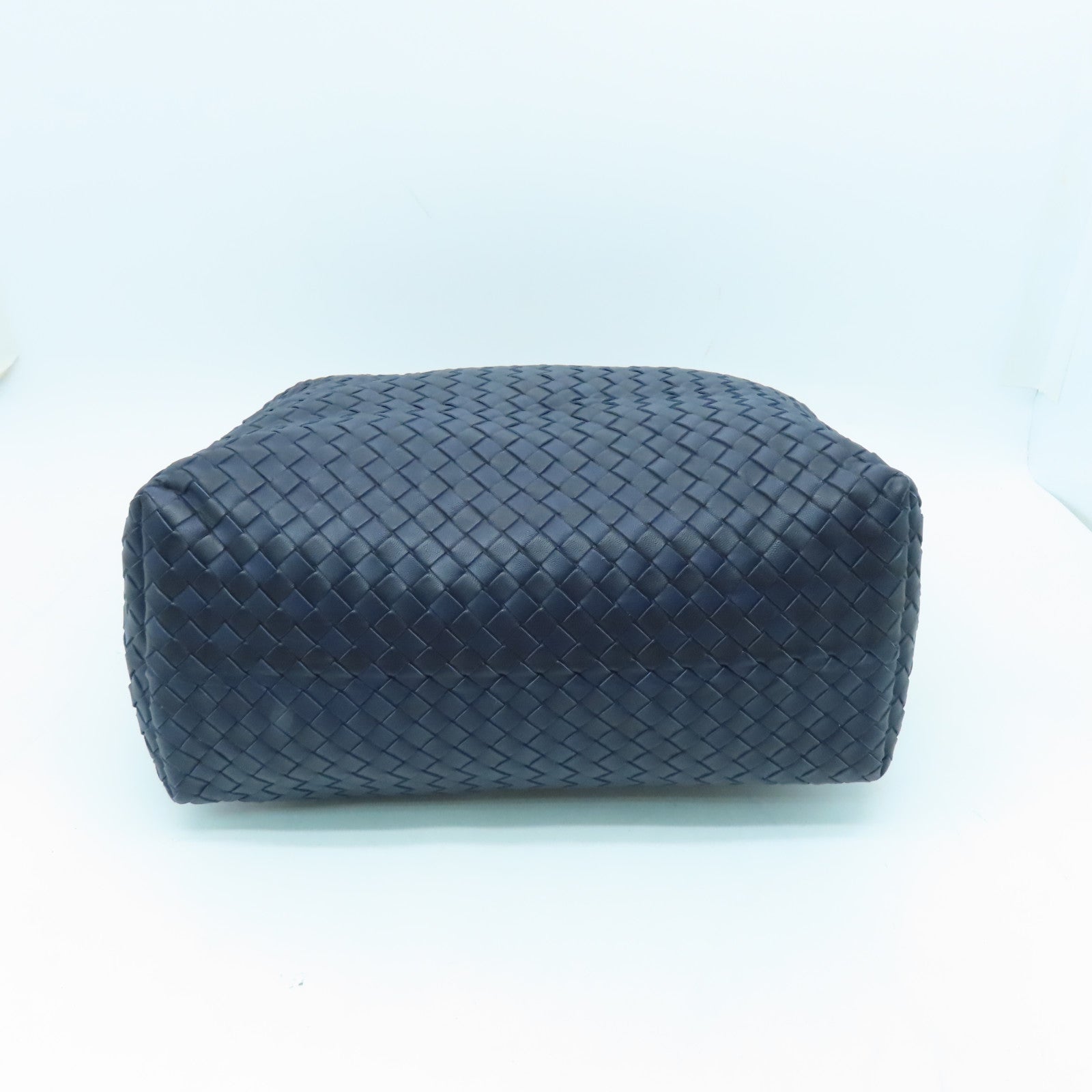 BOTTEGA VENETA Leather Hand Bag Gold Buckle Blue/Black