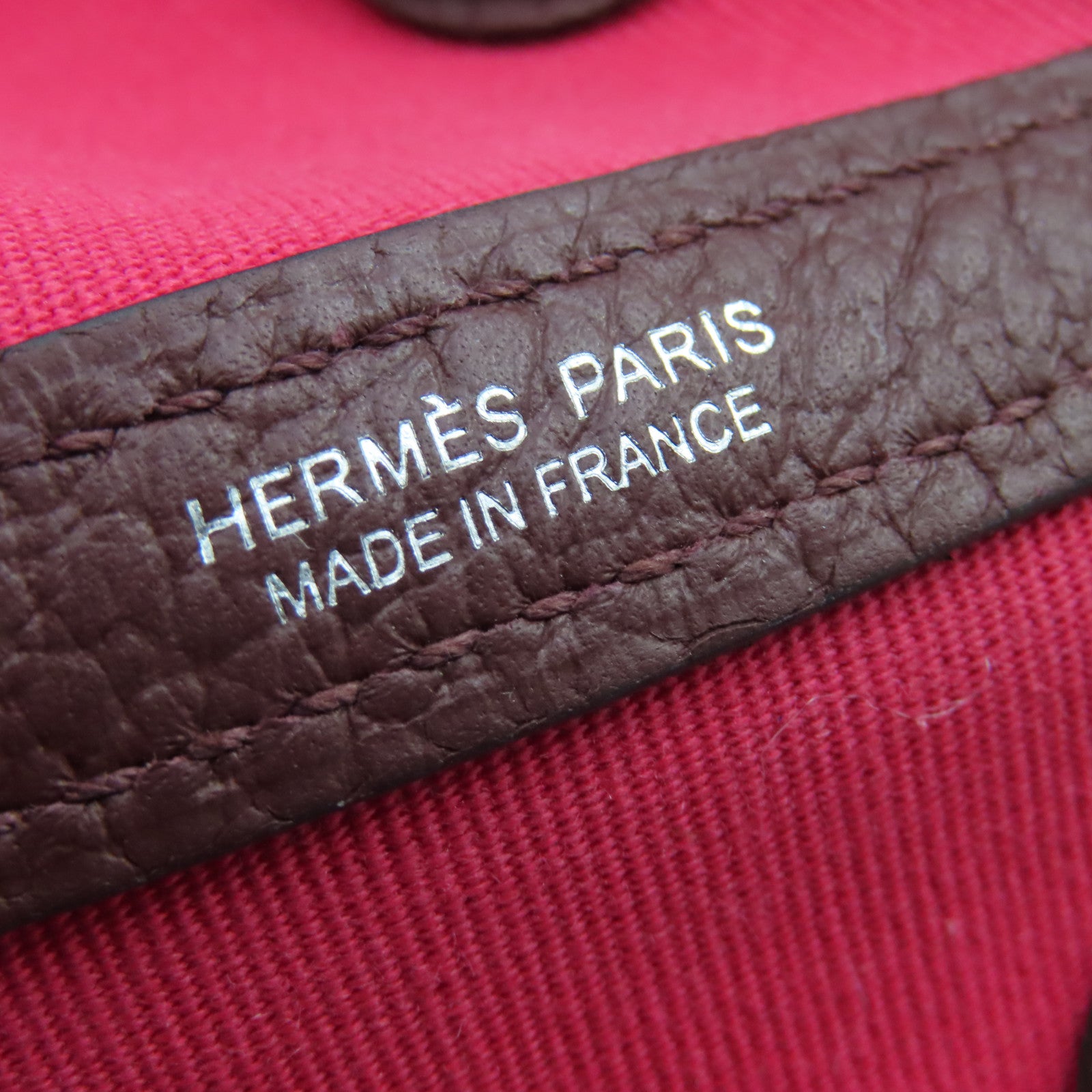 HERMES 帆布Garden Party TPM銀扣手挽袋波爾多酒紅