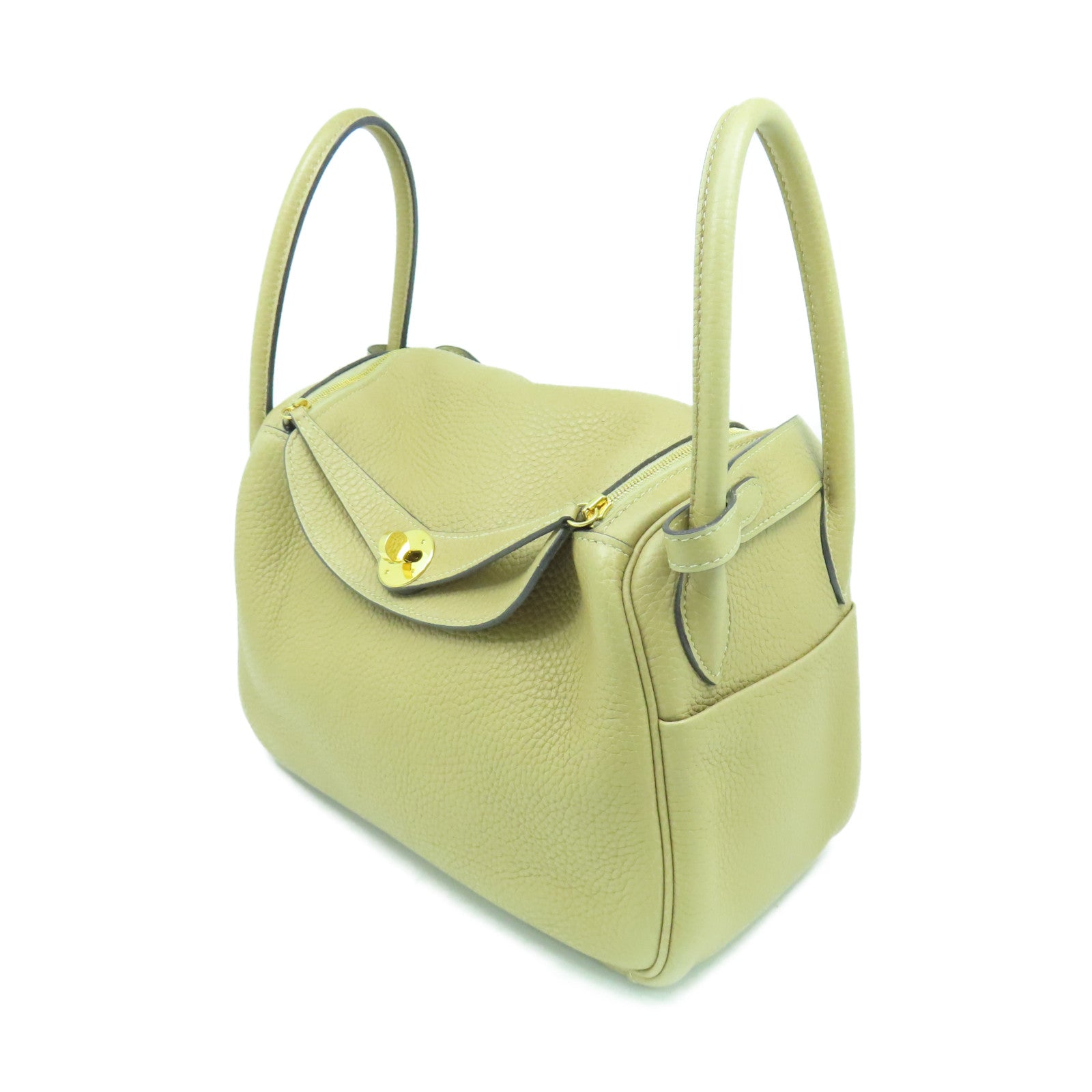 HERMES Taurillon Clemence皮革Lindy 26金扣手挽肩背兩用袋啡色
