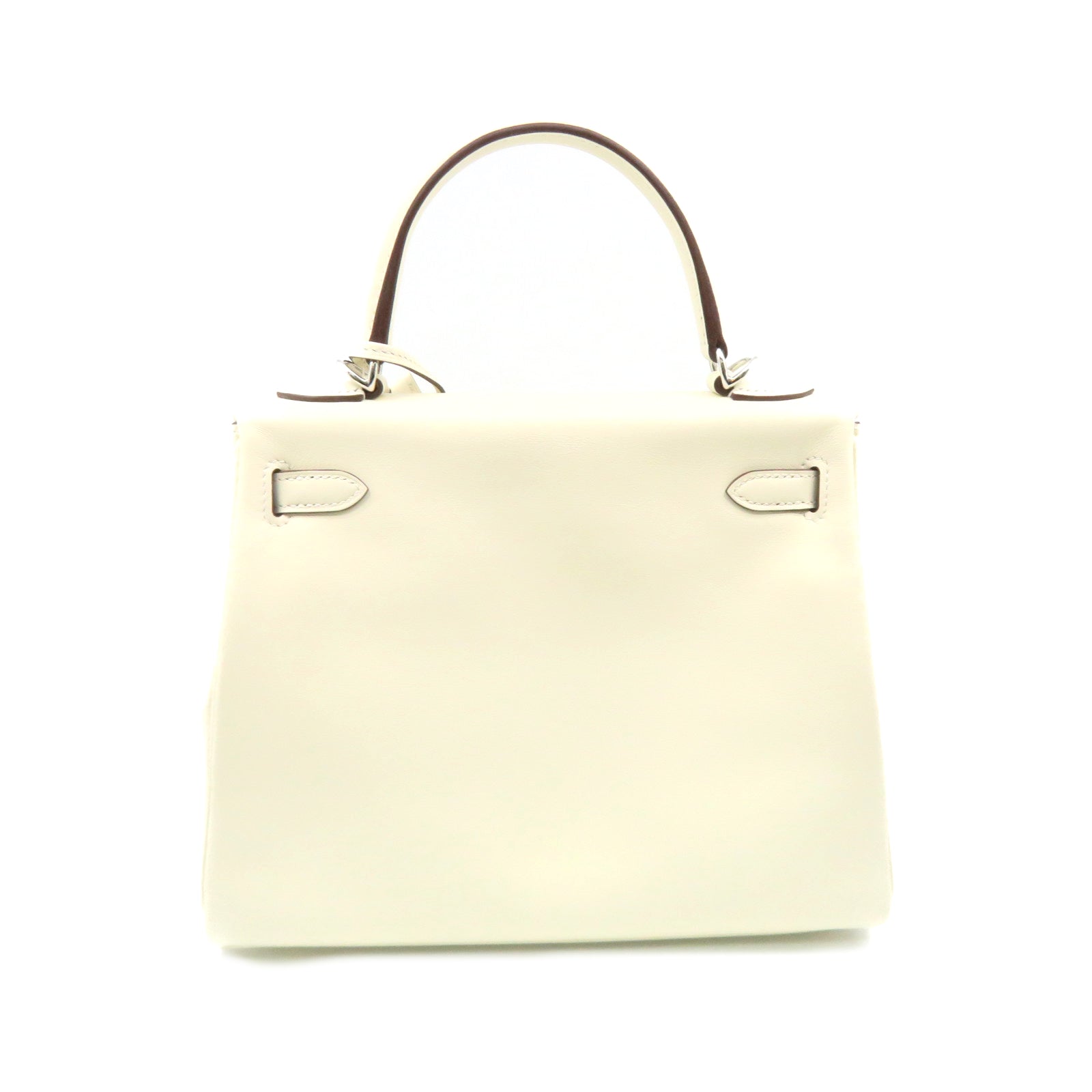 HERMES [Sharp Discount] Swift Leather Silver Buckle Kelly 25 in&amp;out Limited 2Way Shoulder Handle Shoulder Bag Off-White