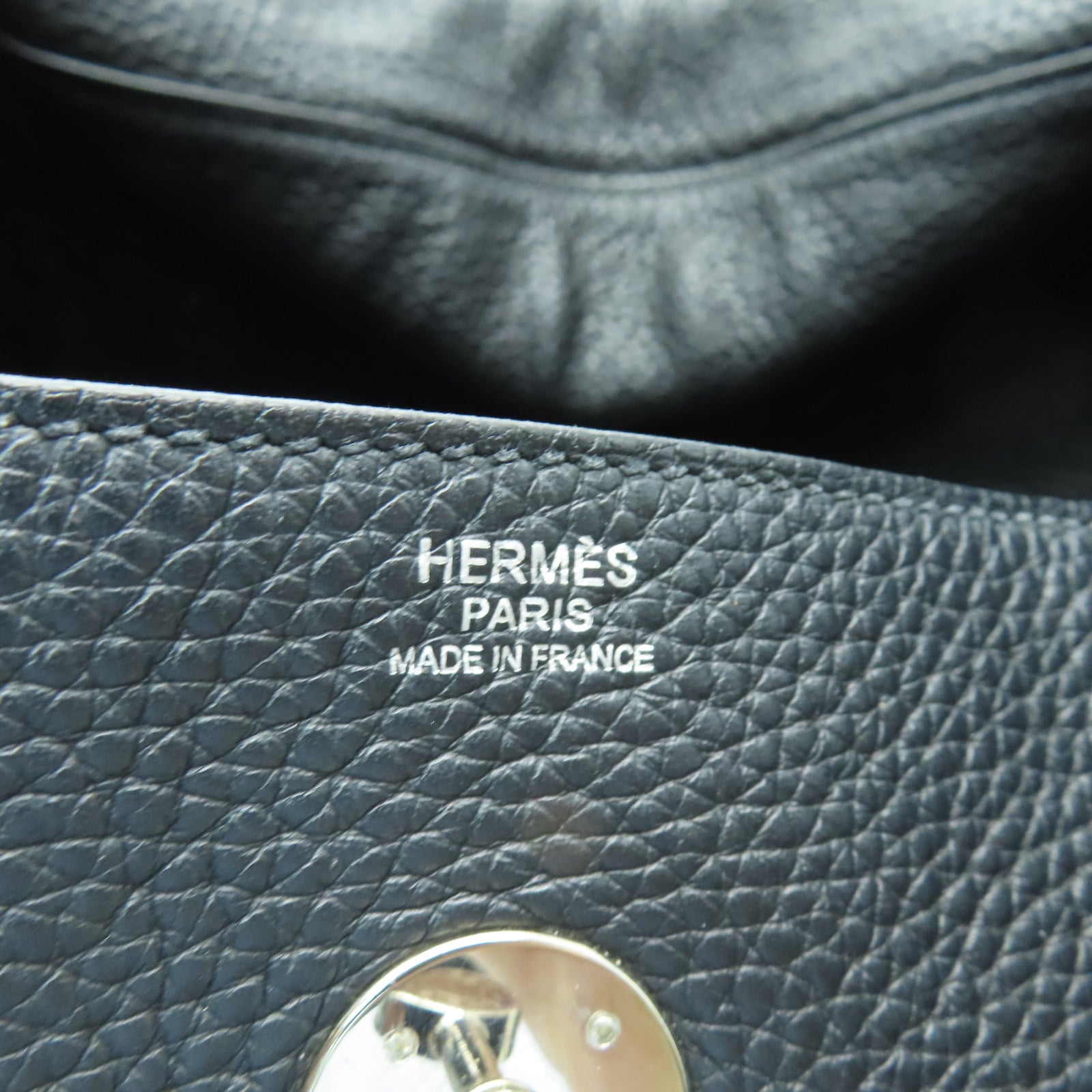 HERMES Taurillon Clemence皮革Lindy 34銀扣手挽肩背兩用袋黑色