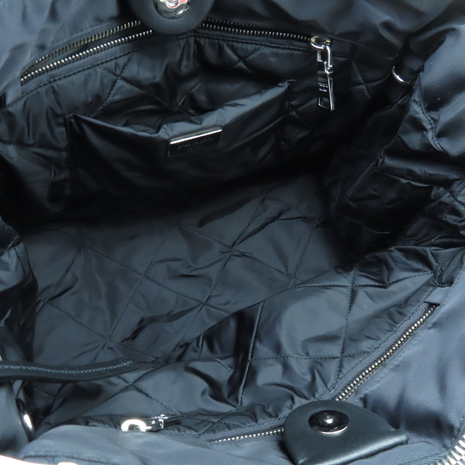 PRADA 尼龍2 Way Shoulder銀扣手挽肩背兩用袋黑色