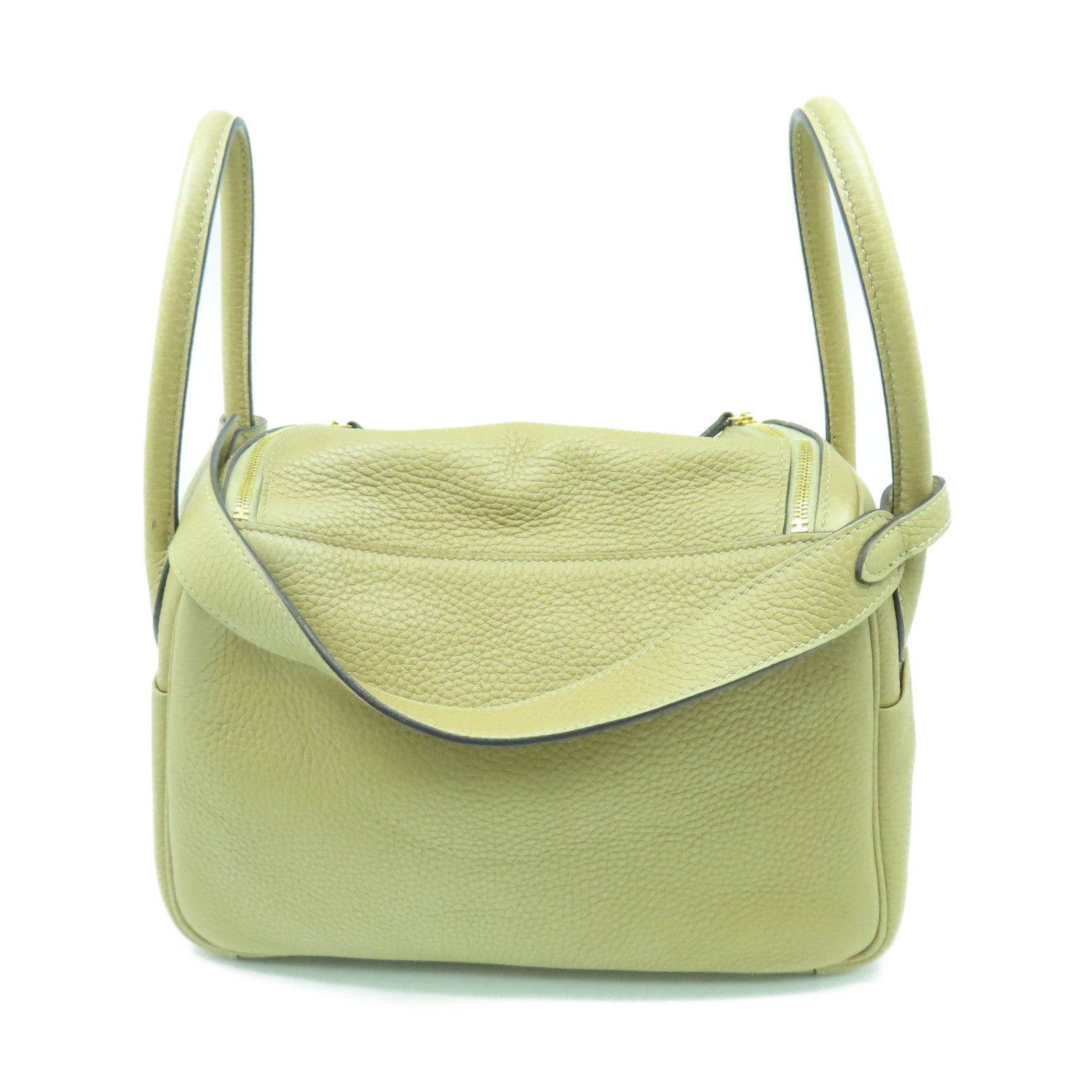 HERMES Taurillon Clemence皮革Lindy 26金扣手挽肩背兩用袋啡色