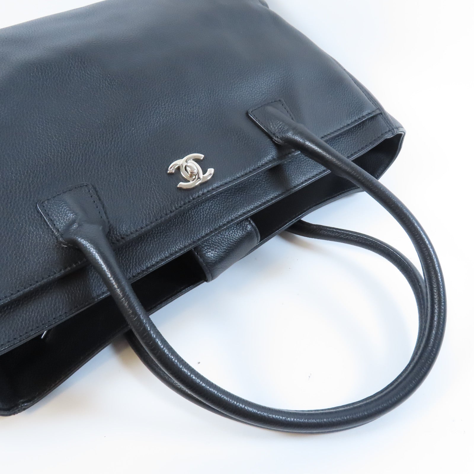 CHANEL 牛皮皮革2 Way Shoulder Bag銀扣手挽肩背兩用袋黑色
