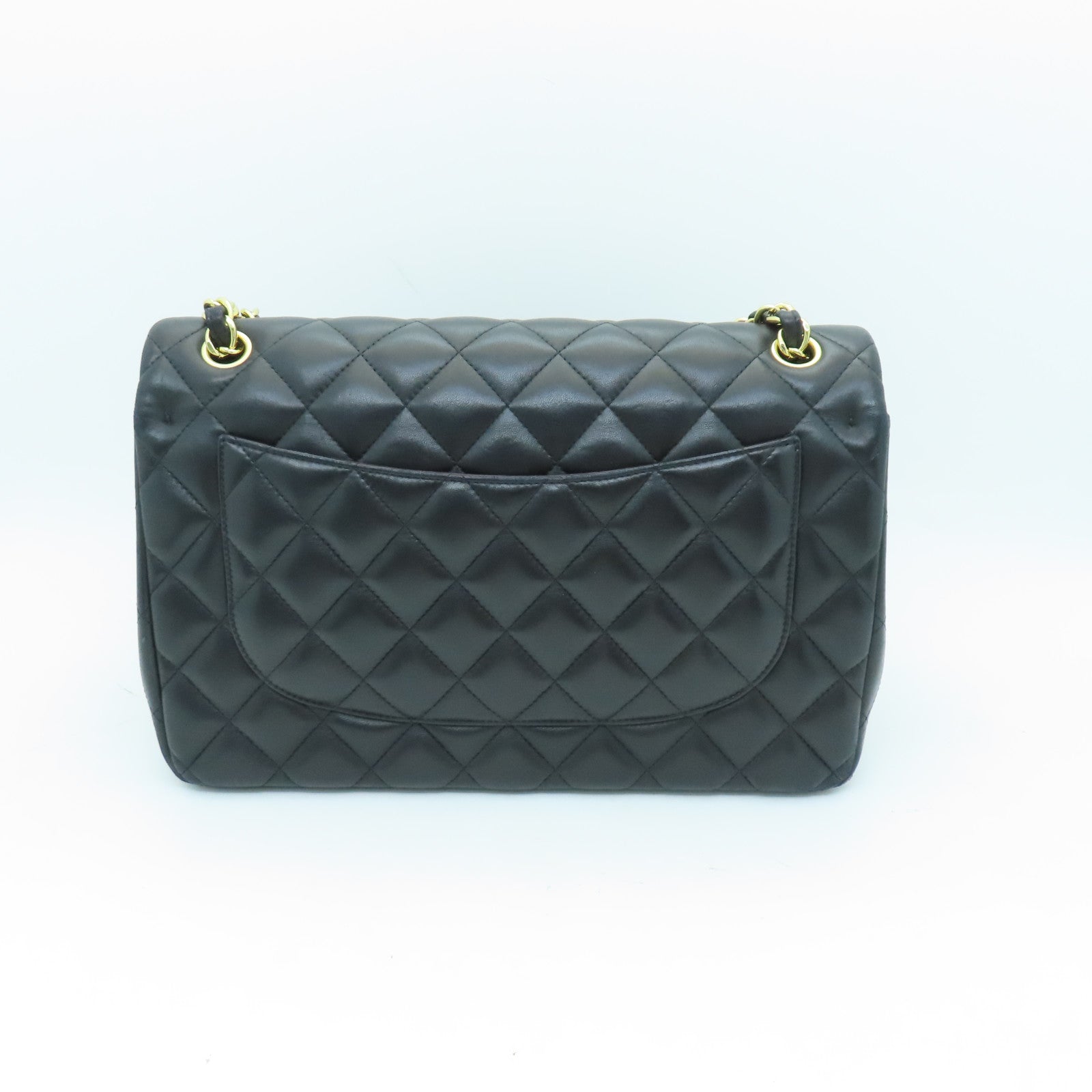 CHANEL 菱格羊皮皮革Classic Chain Shoulder金扣鏈帶肩背袋黑色