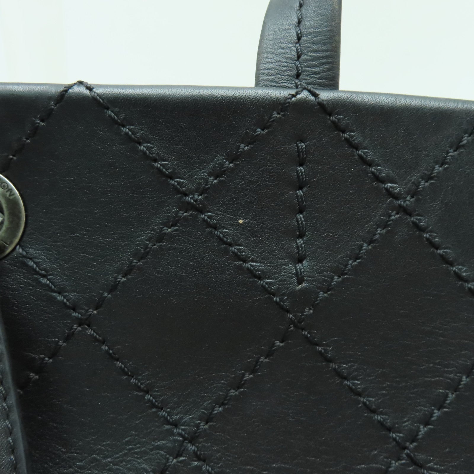 CHANEL 菱格牛皮皮革Shoulder Bag銀扣鏈帶肩背袋黑色