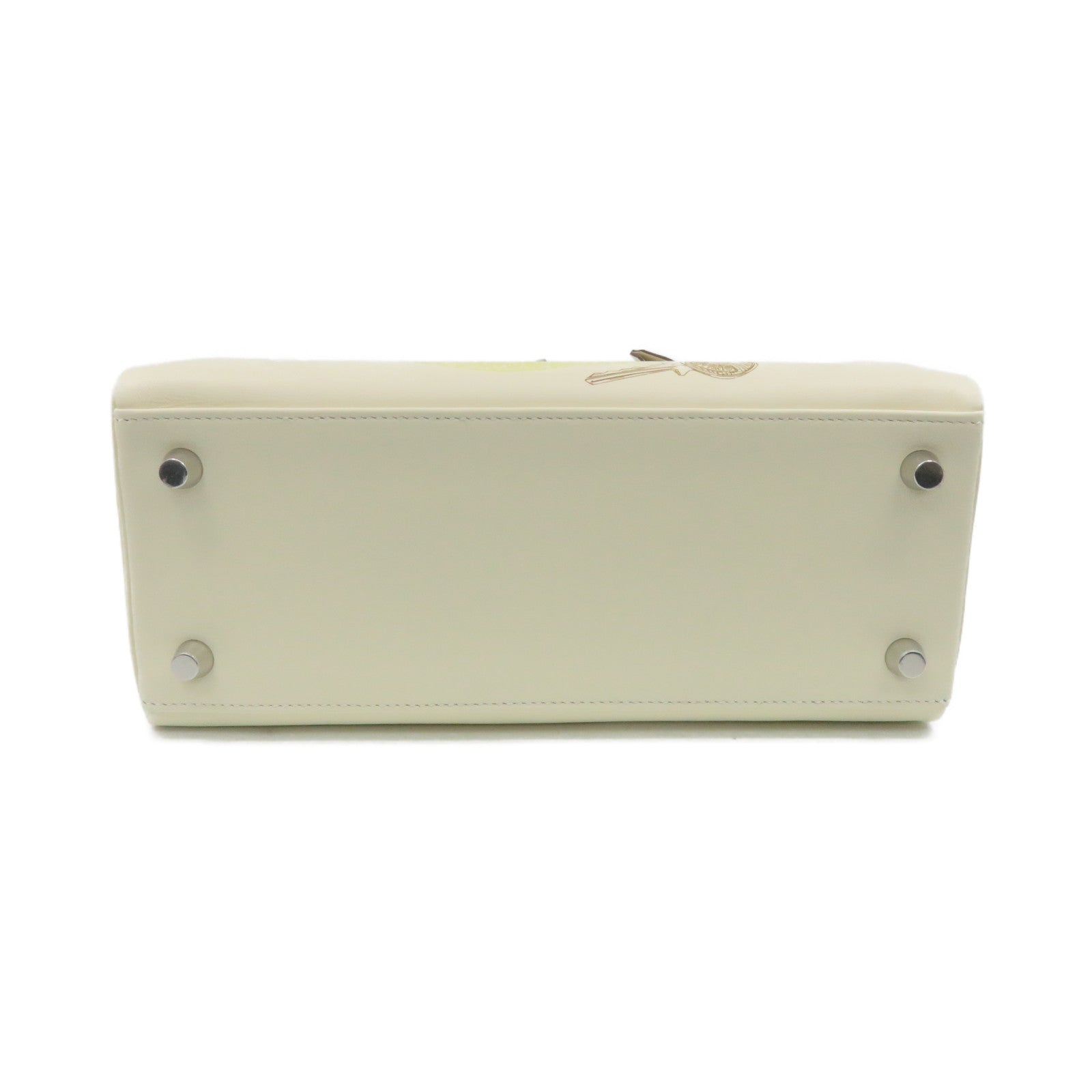 HERMES [Sharp Discount] Swift Leather Silver Buckle Kelly 25 in&amp;out Limited 2Way Shoulder Handle Shoulder Bag Off-White