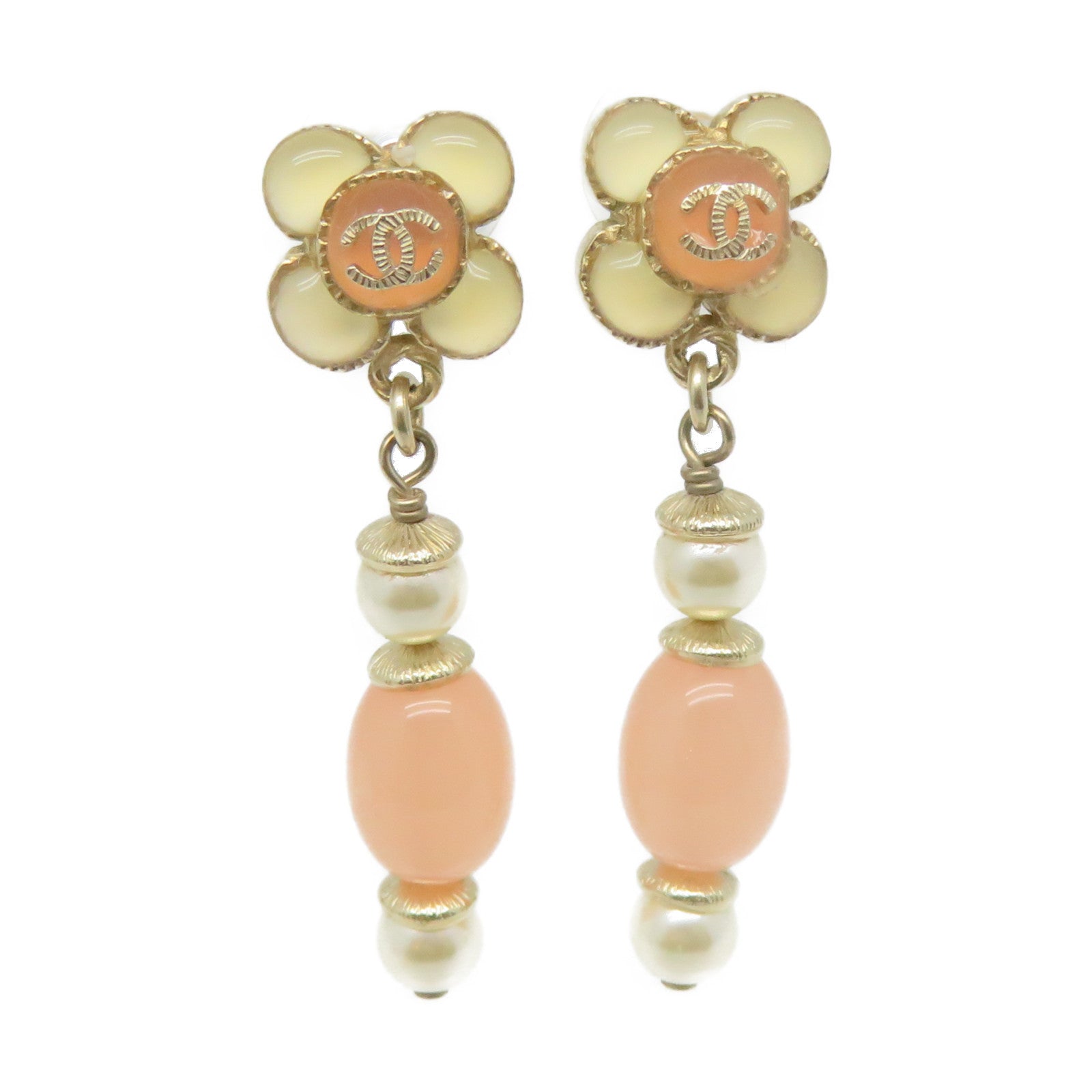 CHANEL 金屬/PCV/仿珍珠Earrings耳環粉紅色/米白色