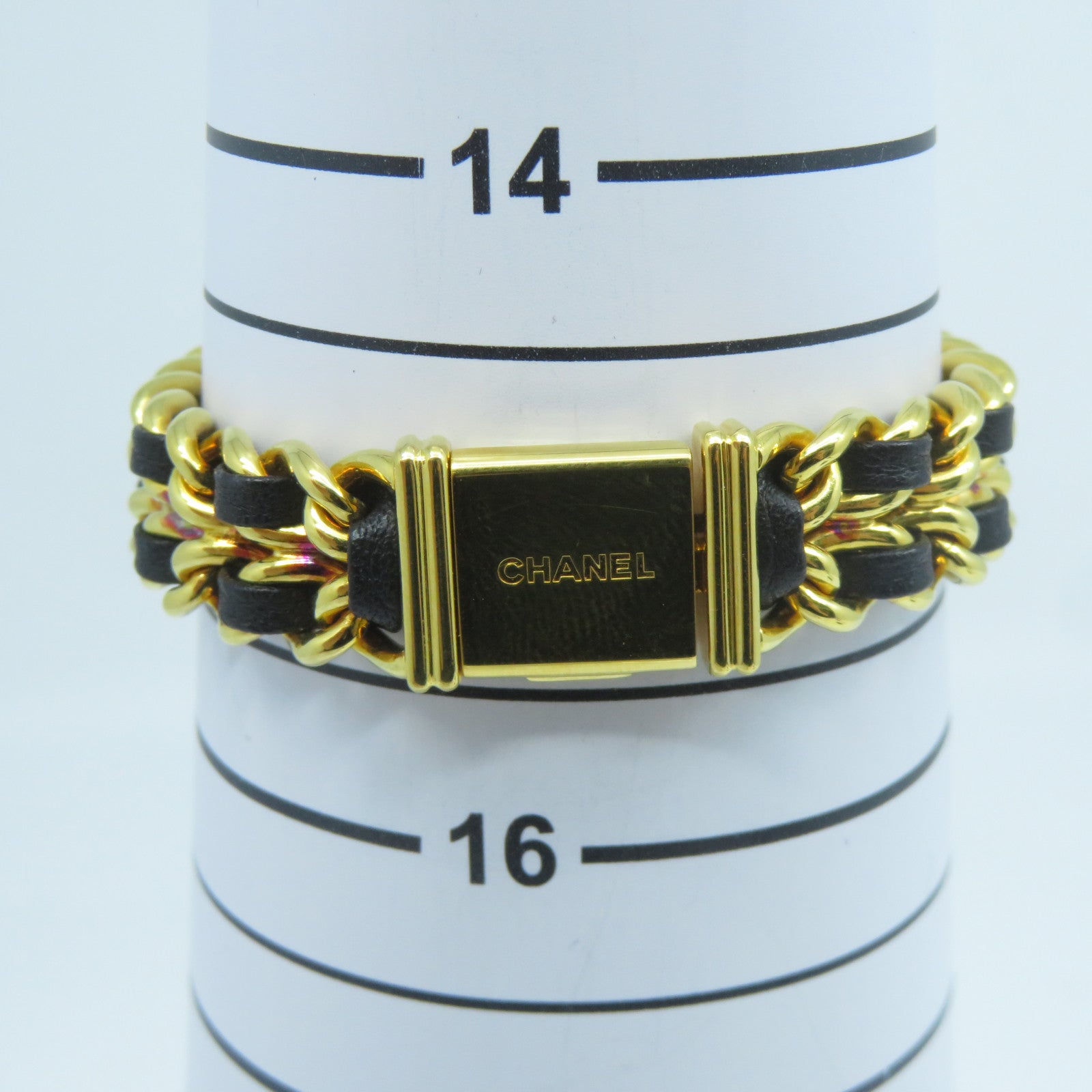 CHANEL Premiere M鍍金石英機芯手錶黑色/金色