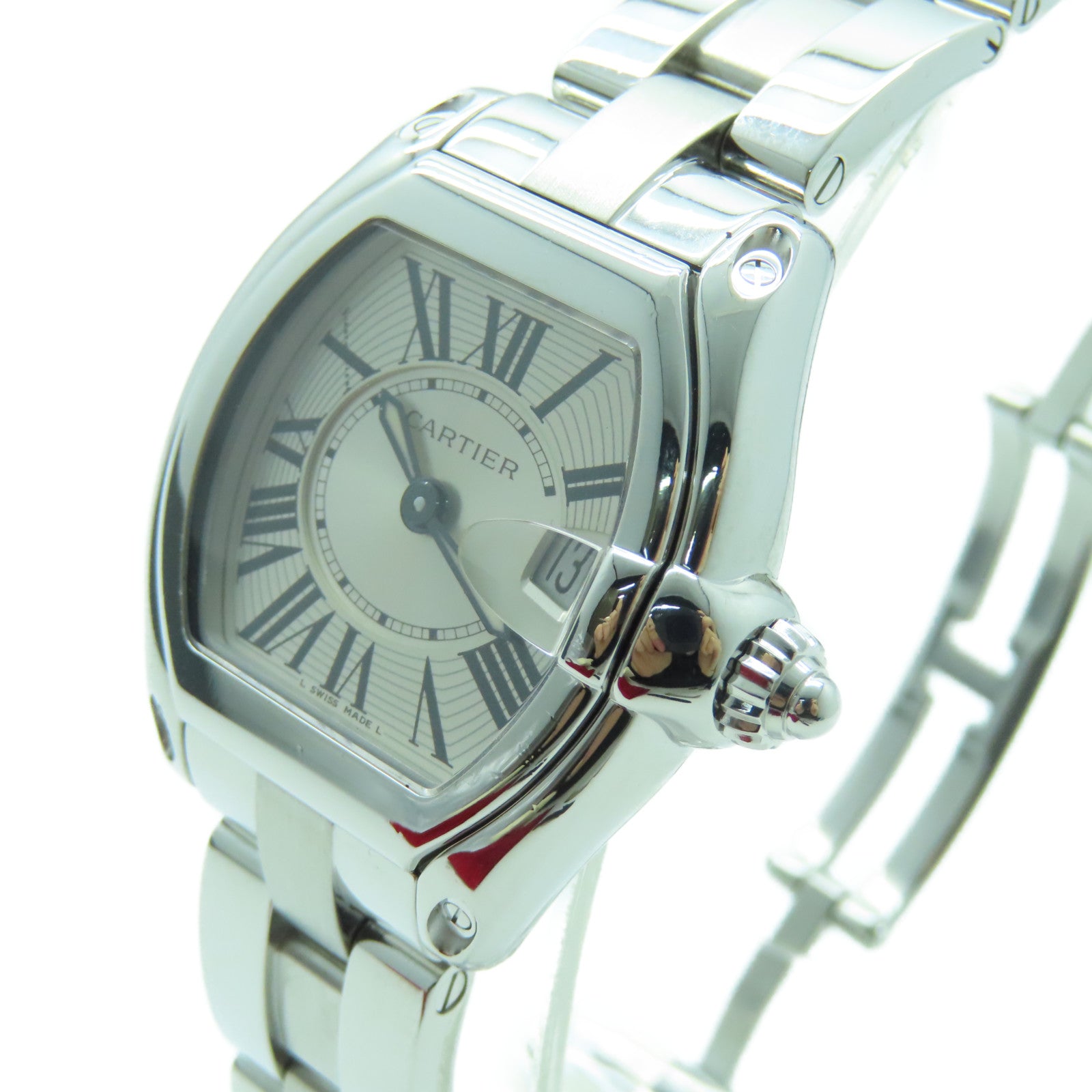 CARTIER Roadstar Quartz Watch银扣不锈钢自动手银银色