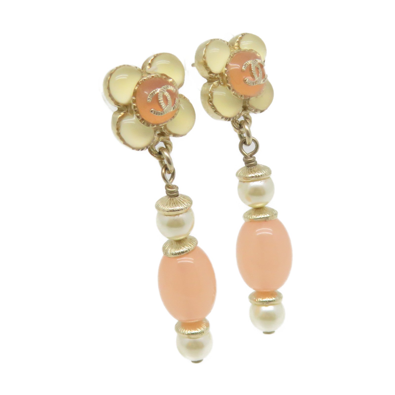 CHANEL 金屬/PCV/仿珍珠Earrings耳環粉紅色/米白色
