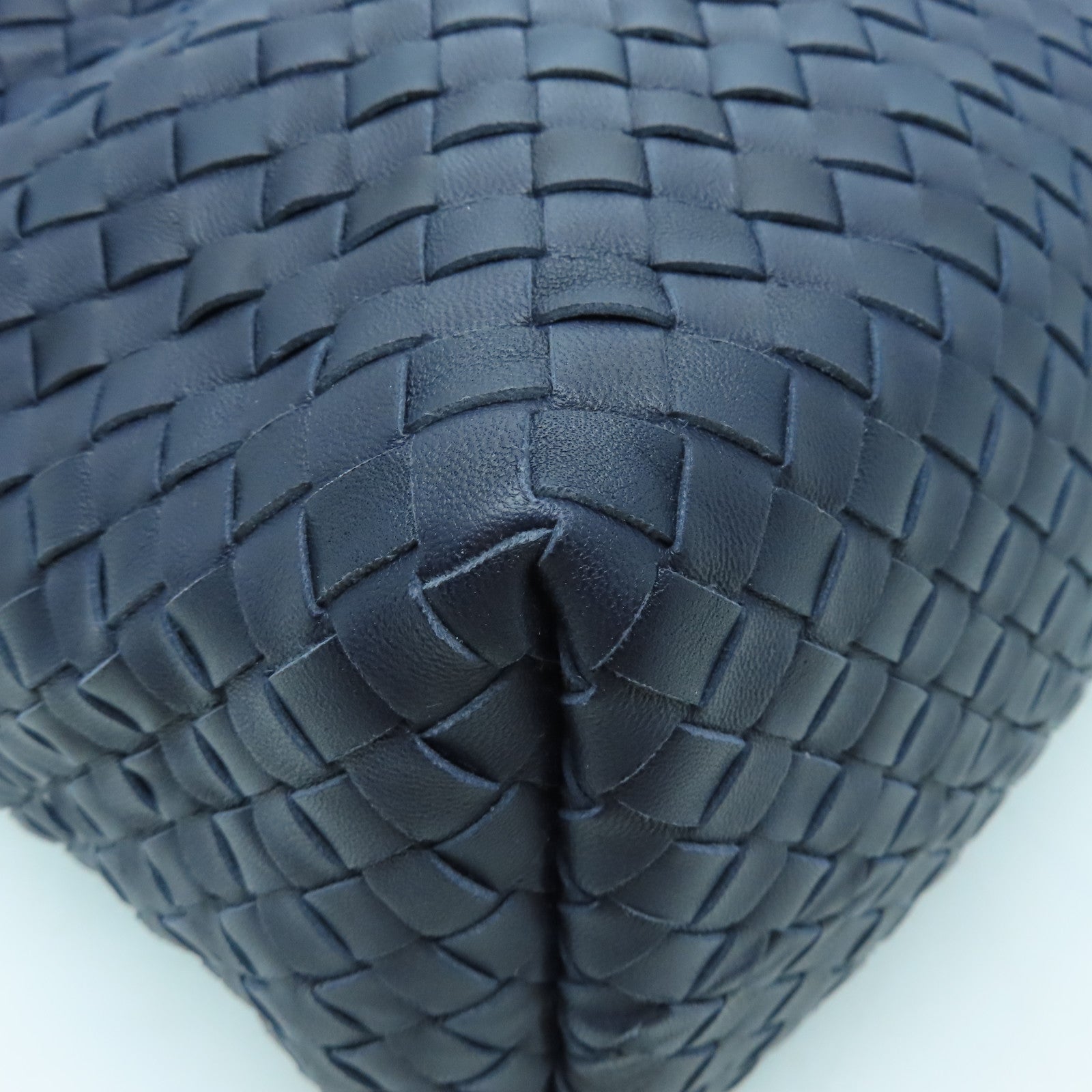 BOTTEGA VENETA Leather Hand Bag Gold Buckle Blue/Black