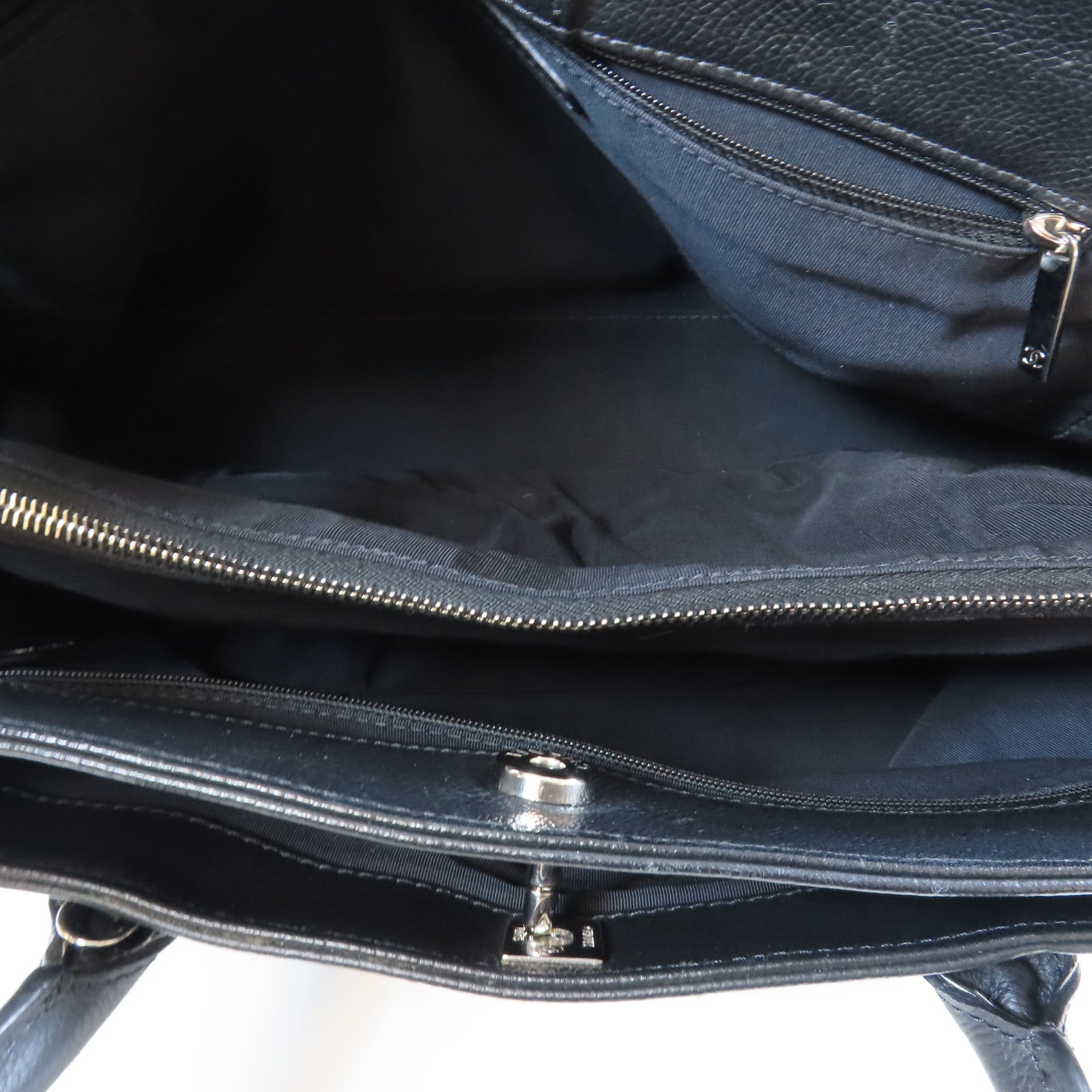 CHANEL 牛皮皮革2 Way Shoulder Bag銀扣手挽肩背兩用袋黑色