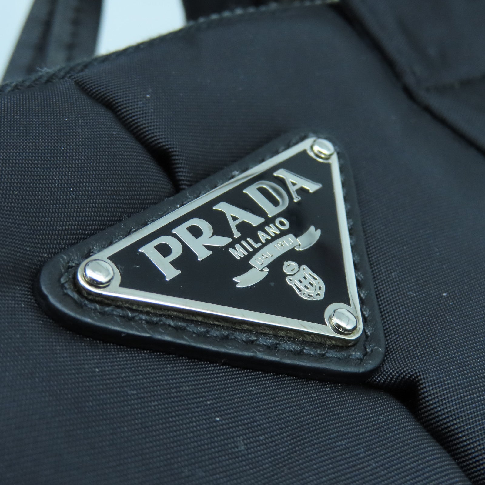 PRADA 尼龍2 Way Shoulder銀扣手挽肩背兩用袋黑色