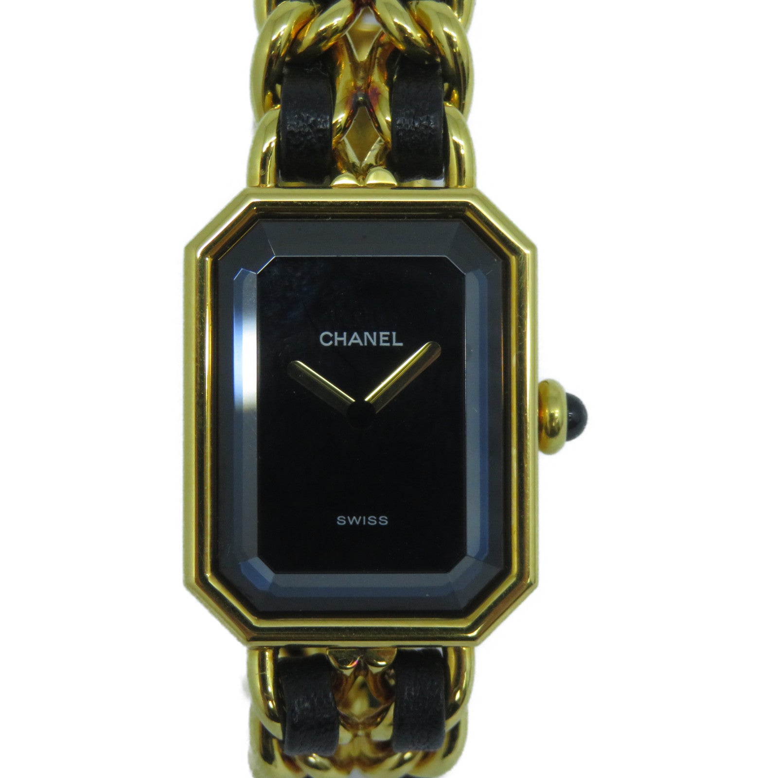 CHANEL Premiere M鍍金石英機芯手錶黑色/金色
