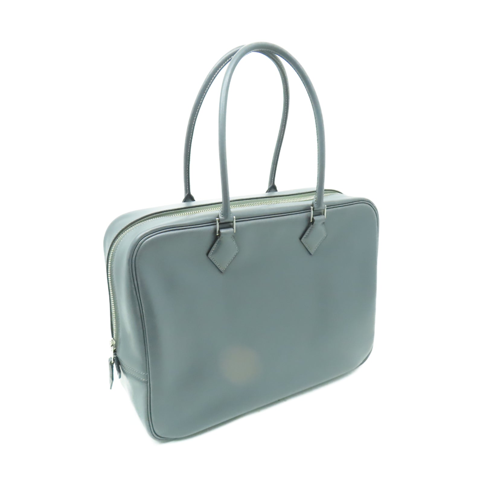 HERMES Box Calf皮革Plume 32銀扣手挽袋石墨灰色