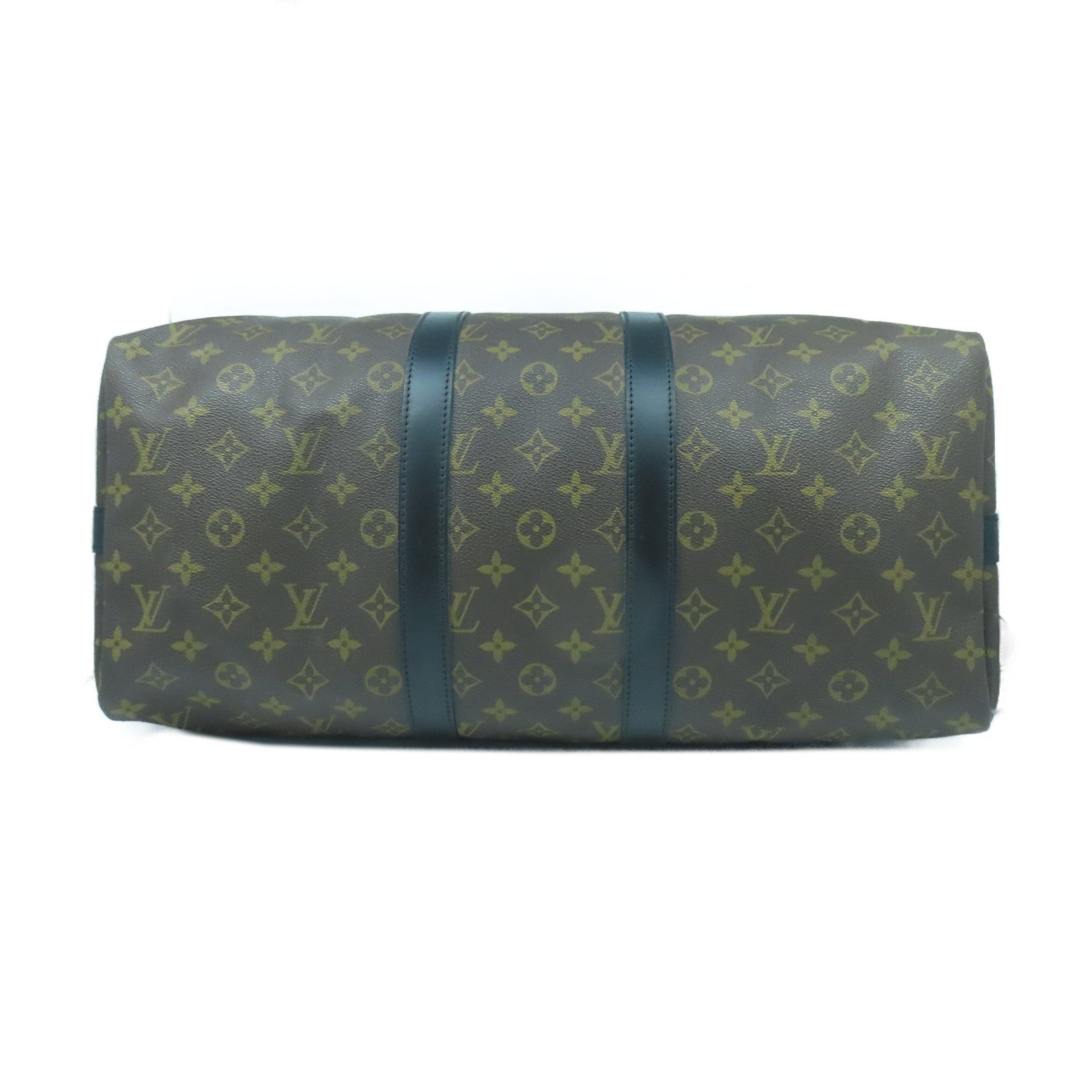 LOUIS VUITTON Monogram Macassar Keepall 45銀扣手挽肩背兩用袋黑色/啡色