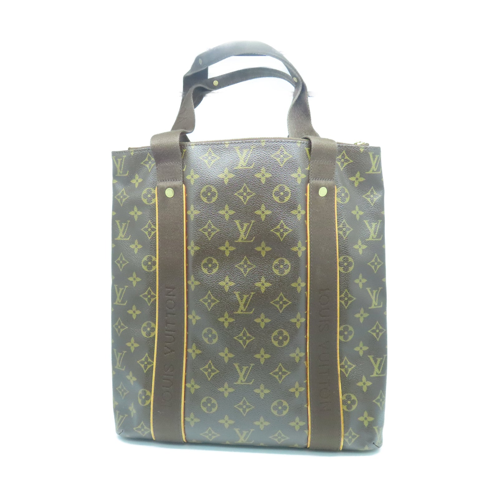 LOUIS VUITTON Monogram Beaubourg gold buckle handle bag brown