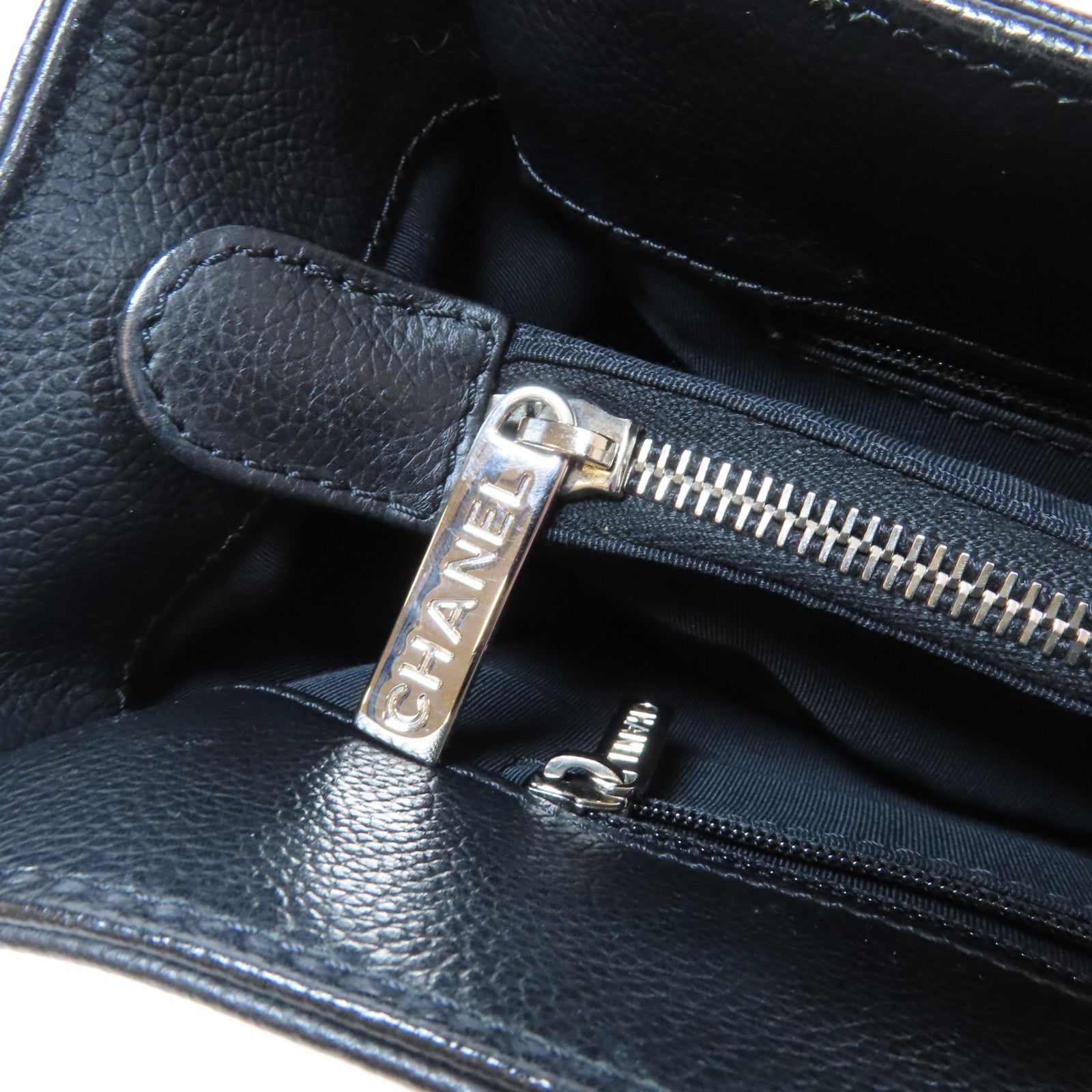 CHANEL 牛皮皮革2 Way Shoulder Bag銀扣手挽肩背兩用袋黑色
