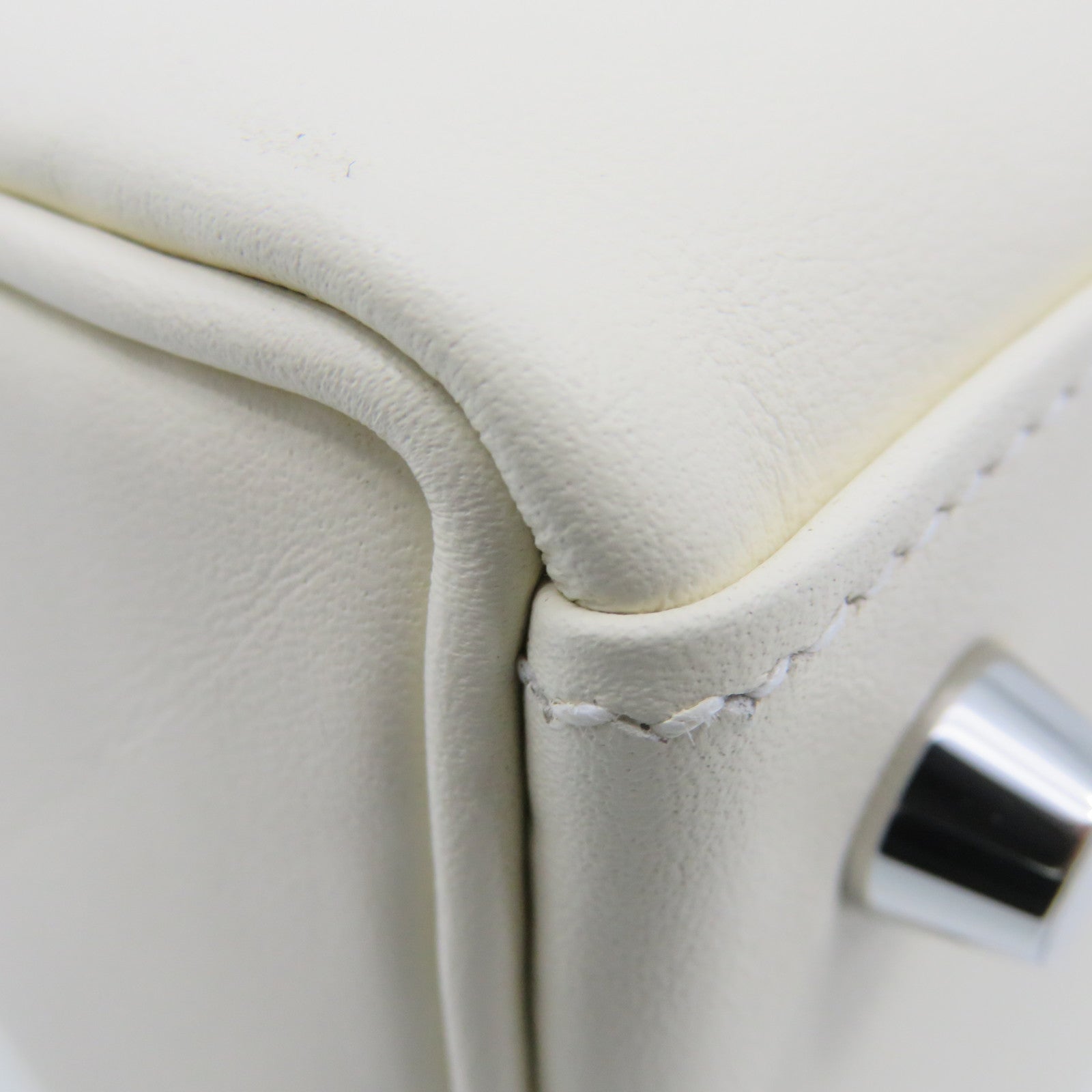 HERMES [Sharp Discount] Swift Leather Silver Buckle Kelly 25 in&amp;out Limited 2Way Shoulder Handle Shoulder Bag Off-White