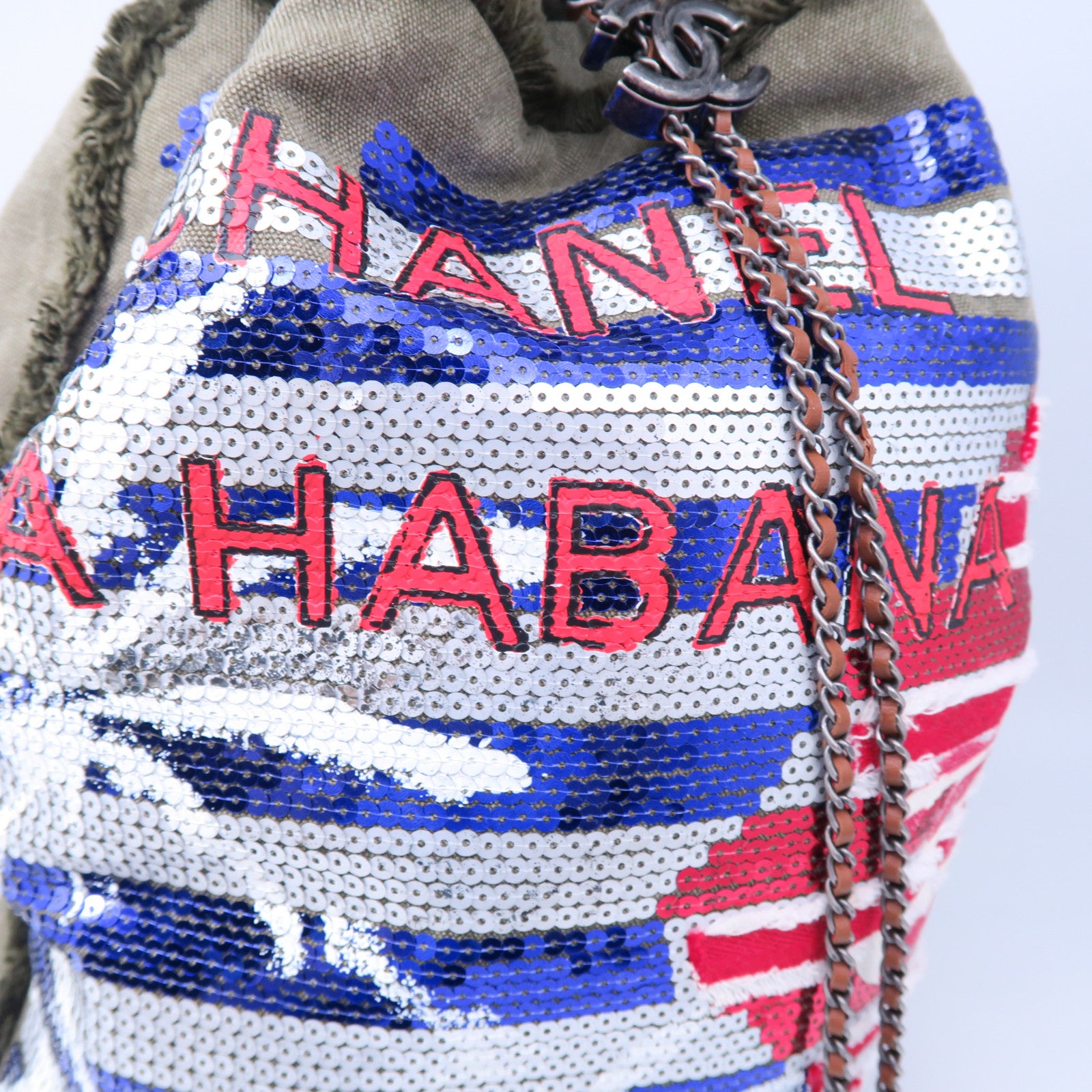 CHANEL 帆布La Habana Backpack銀扣背包啡色