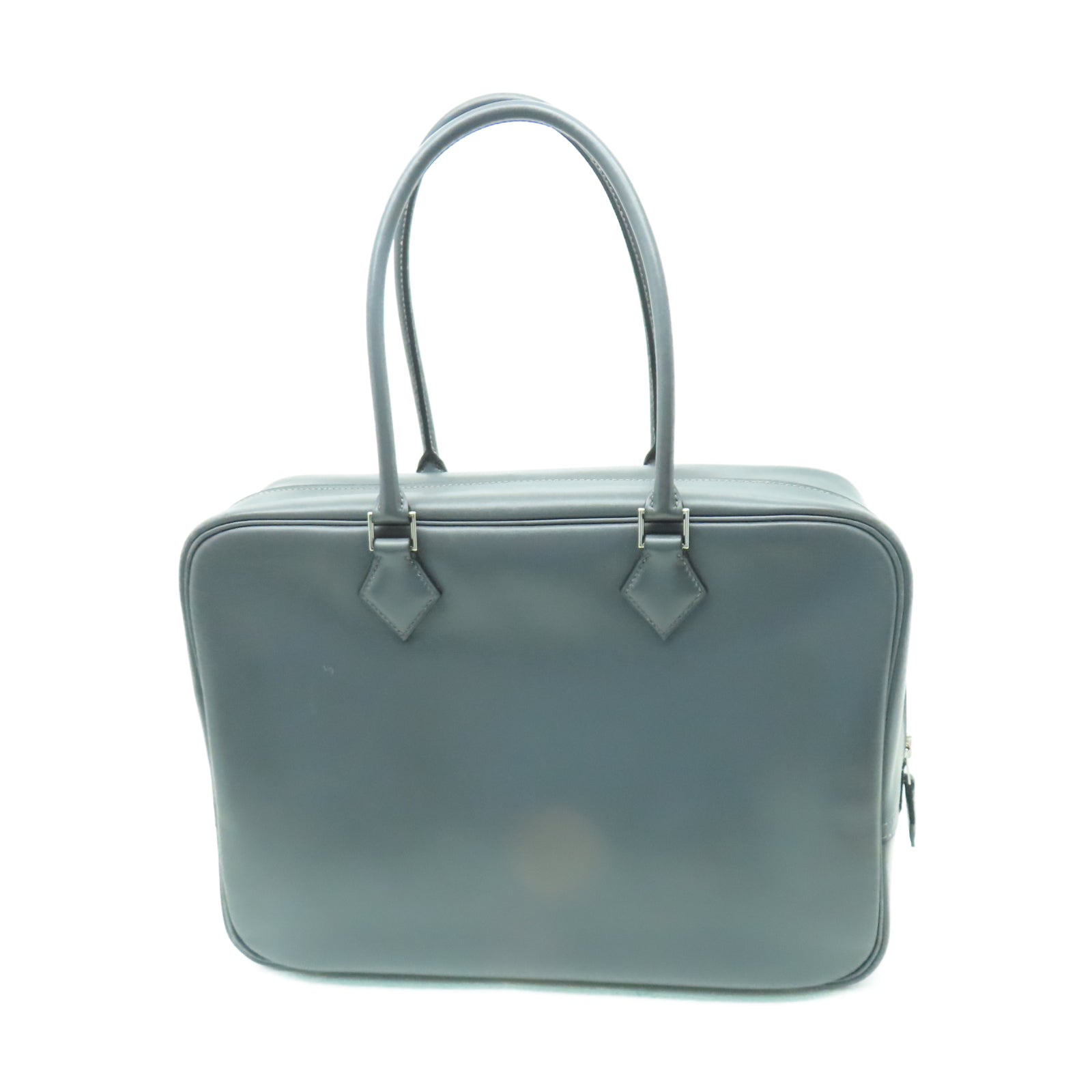 HERMES Box Calf皮革Plume 32銀扣手挽袋石墨灰色