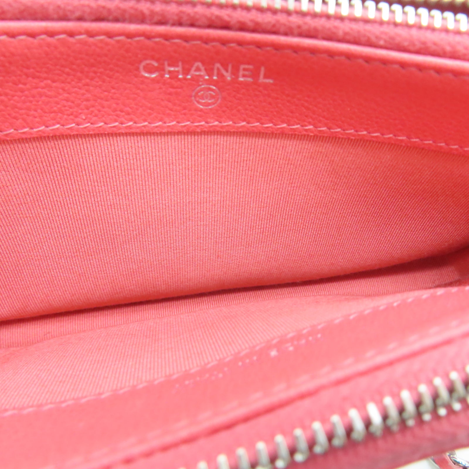 CHANEL 菱格牛皮皮革Shoulder Bag银扣链带肩带袋粉红色