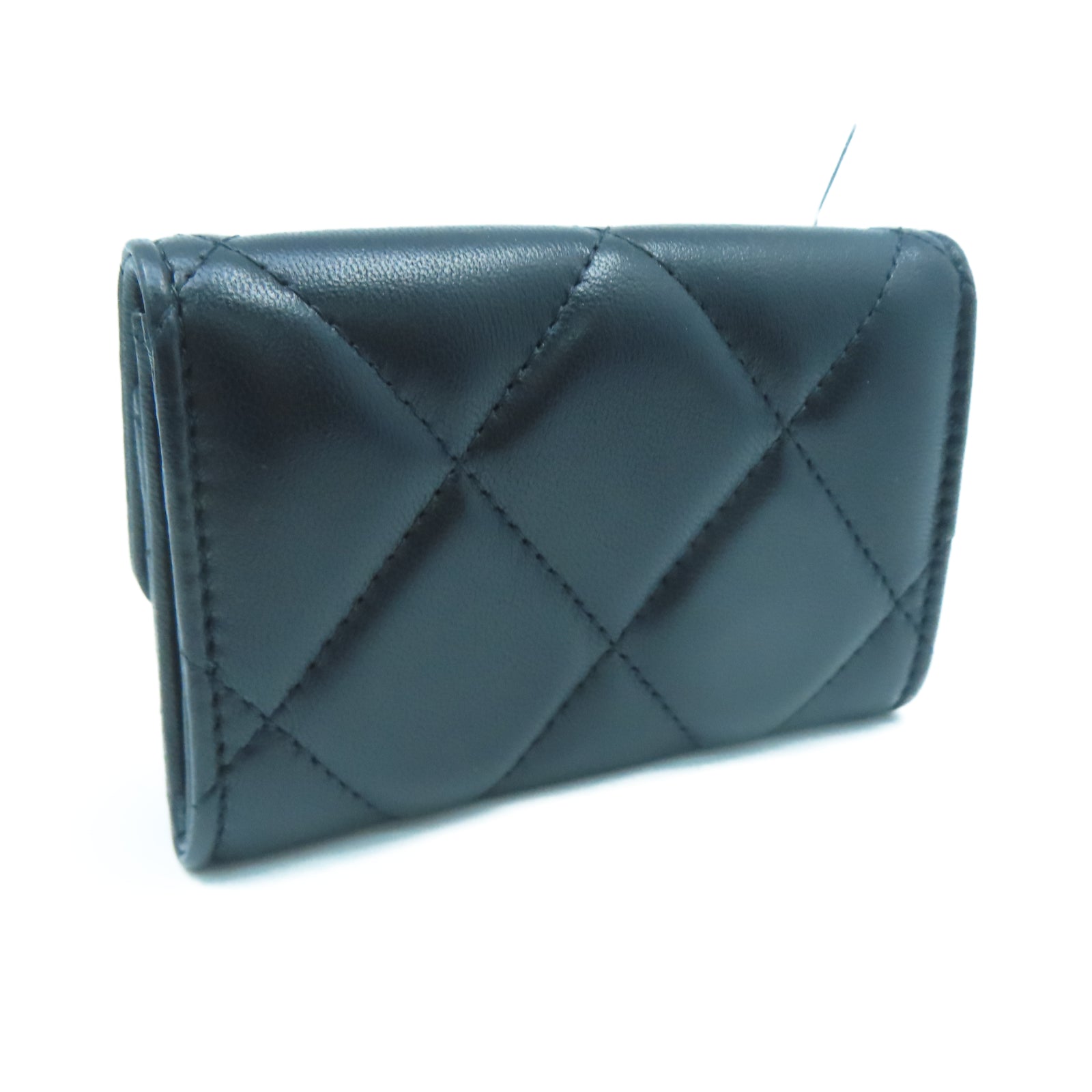 CHANEL 菱格羊皮皮革19 Card Case銀扣卡片包黑色