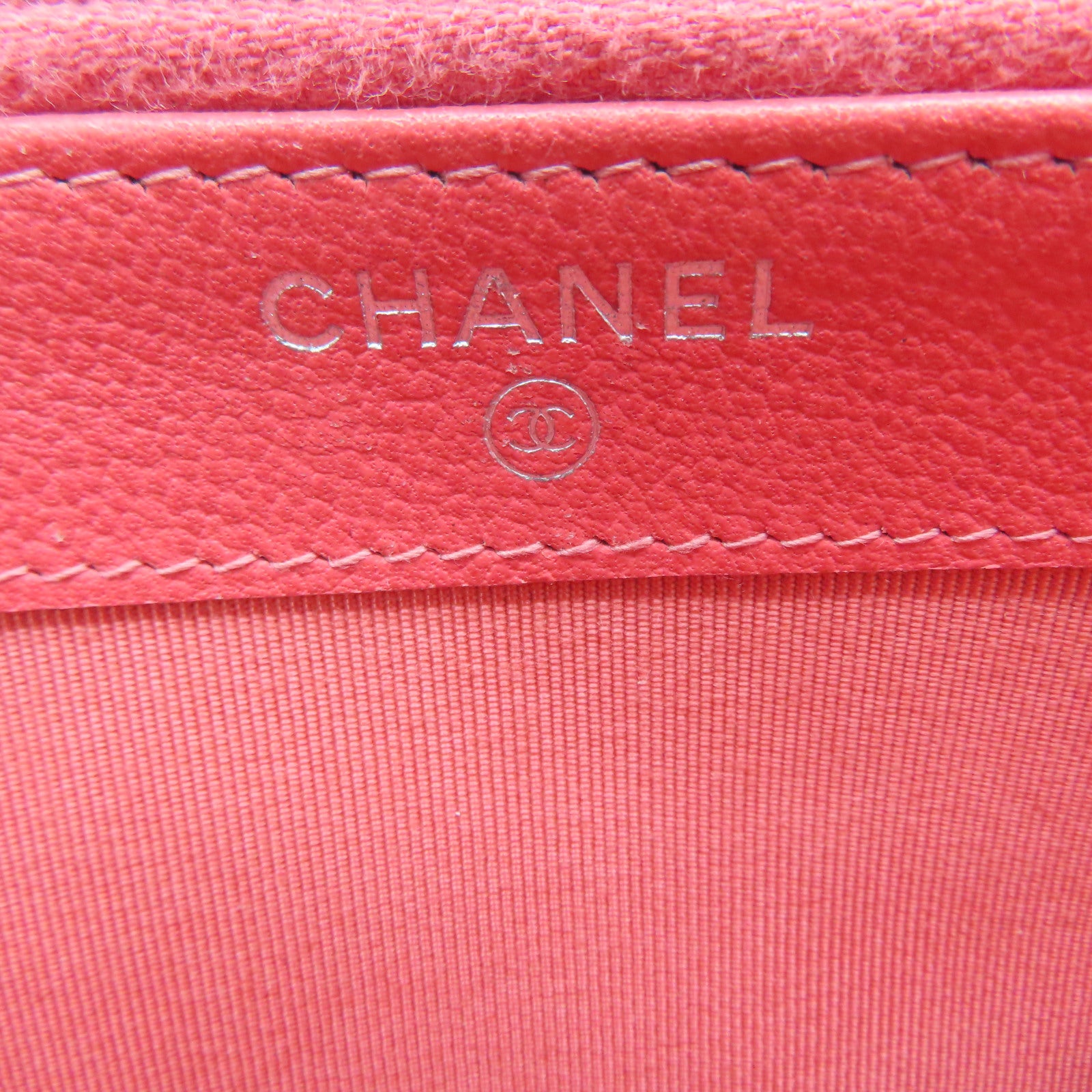 CHANEL 菱格牛皮皮革Shoulder Bag银扣链带肩带袋粉红色