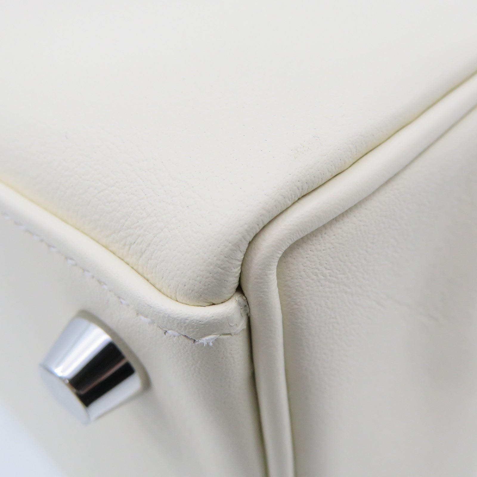 HERMES [Sharp Discount] Swift Leather Silver Buckle Kelly 25 in&amp;out Limited 2Way Shoulder Handle Shoulder Bag Off-White