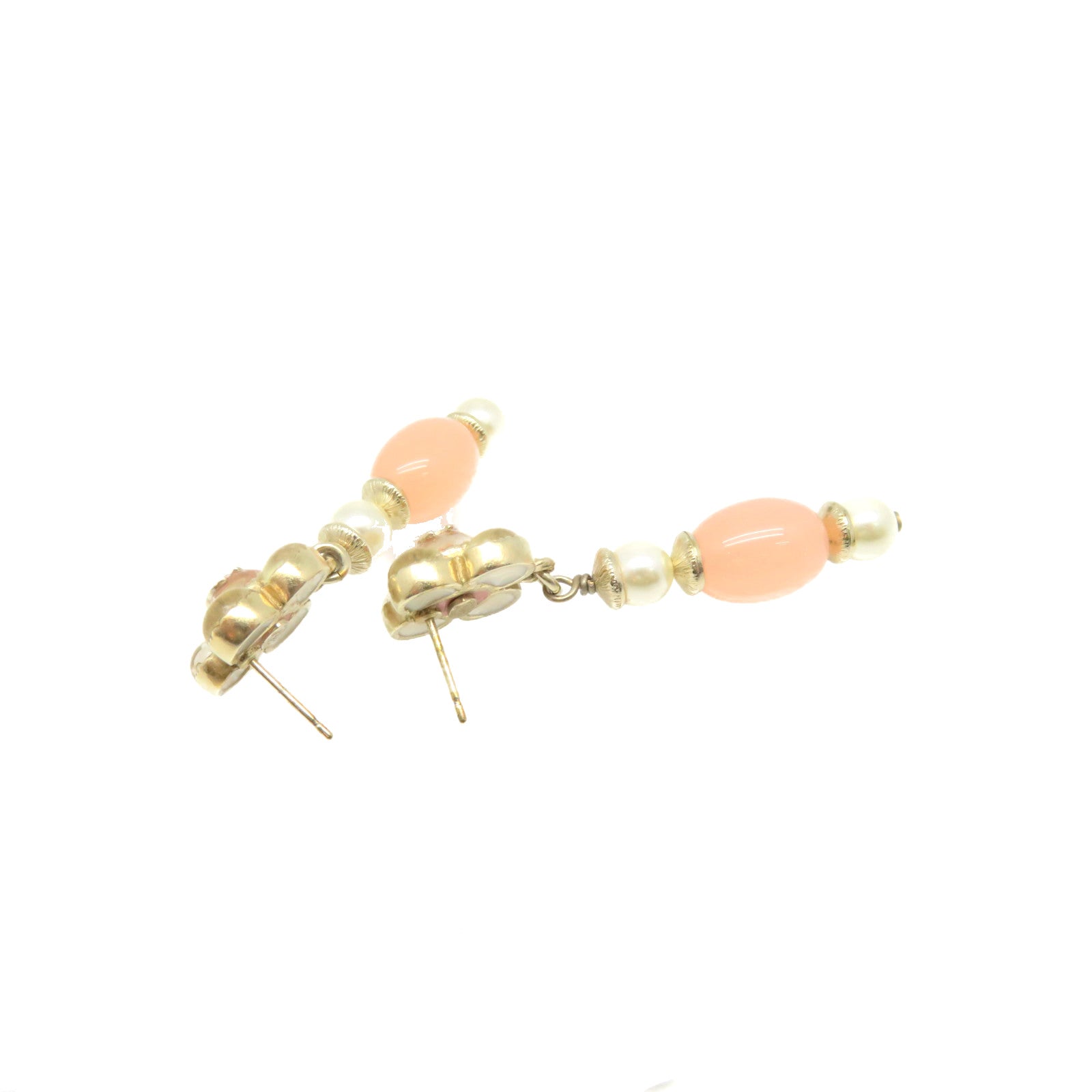 CHANEL 金屬/PCV/仿珍珠Earrings耳環粉紅色/米白色