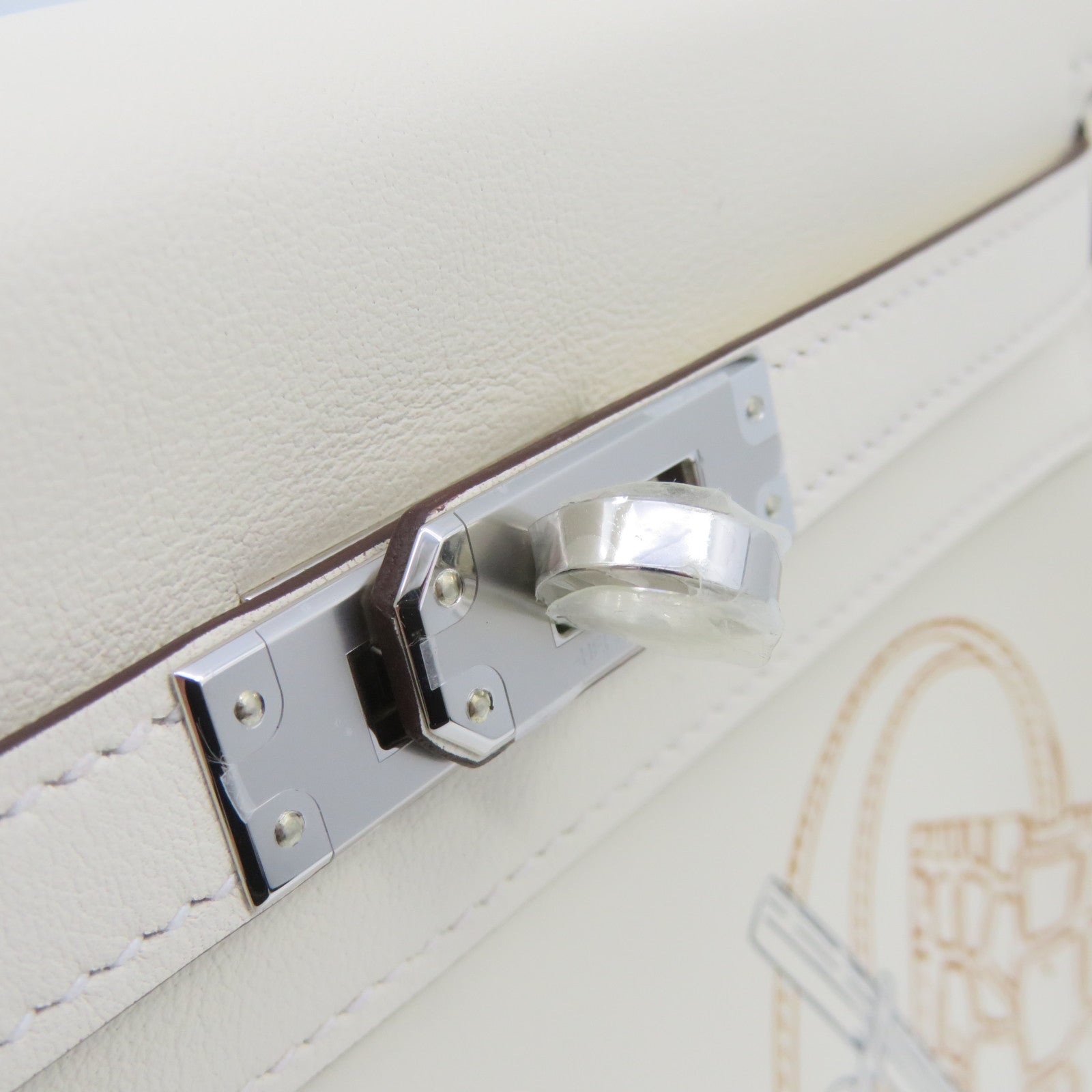 HERMES [Sharp Discount] Swift Leather Silver Buckle Kelly 25 in&amp;out Limited 2Way Shoulder Handle Shoulder Bag Off-White
