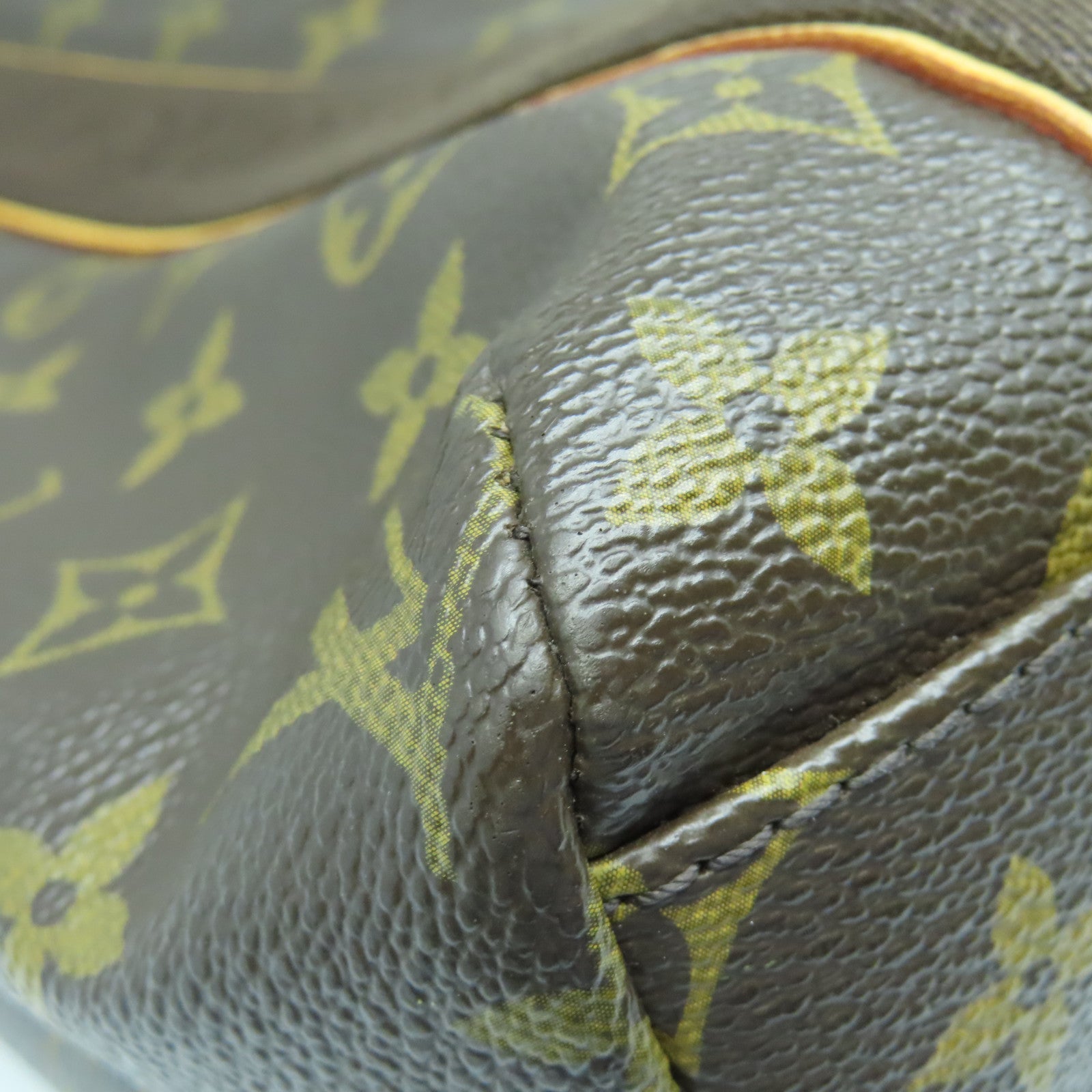 LOUIS VUITTON Monogram Beaubourg gold buckle handle bag brown