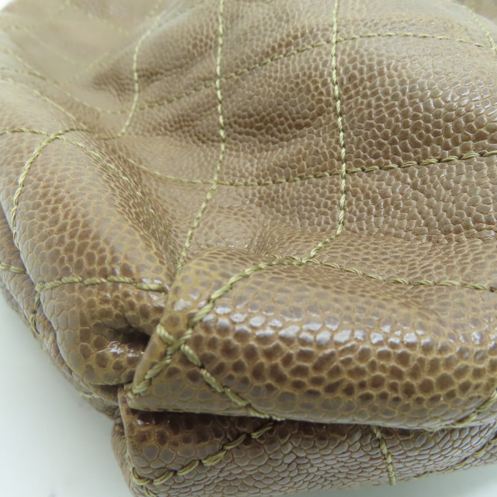 CHANEL 菱格牛皮皮革Totebag银扣手挽袋啡色
