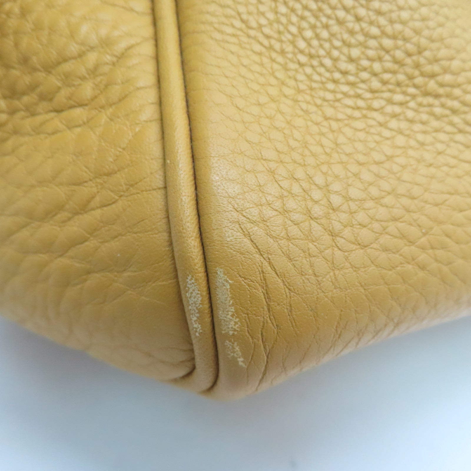 HERMES 【激减优惠】Clemence皮革Victoria银扣手挽袋Curry卡其色