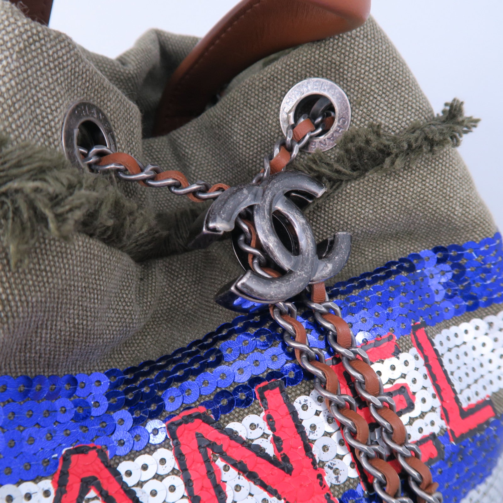 CHANEL 帆布La Habana Backpack銀扣背包啡色