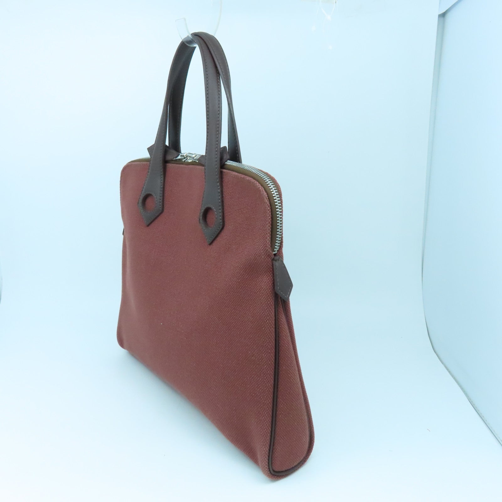 HERMES 帆布Hand Bag銀扣手挽袋紅色