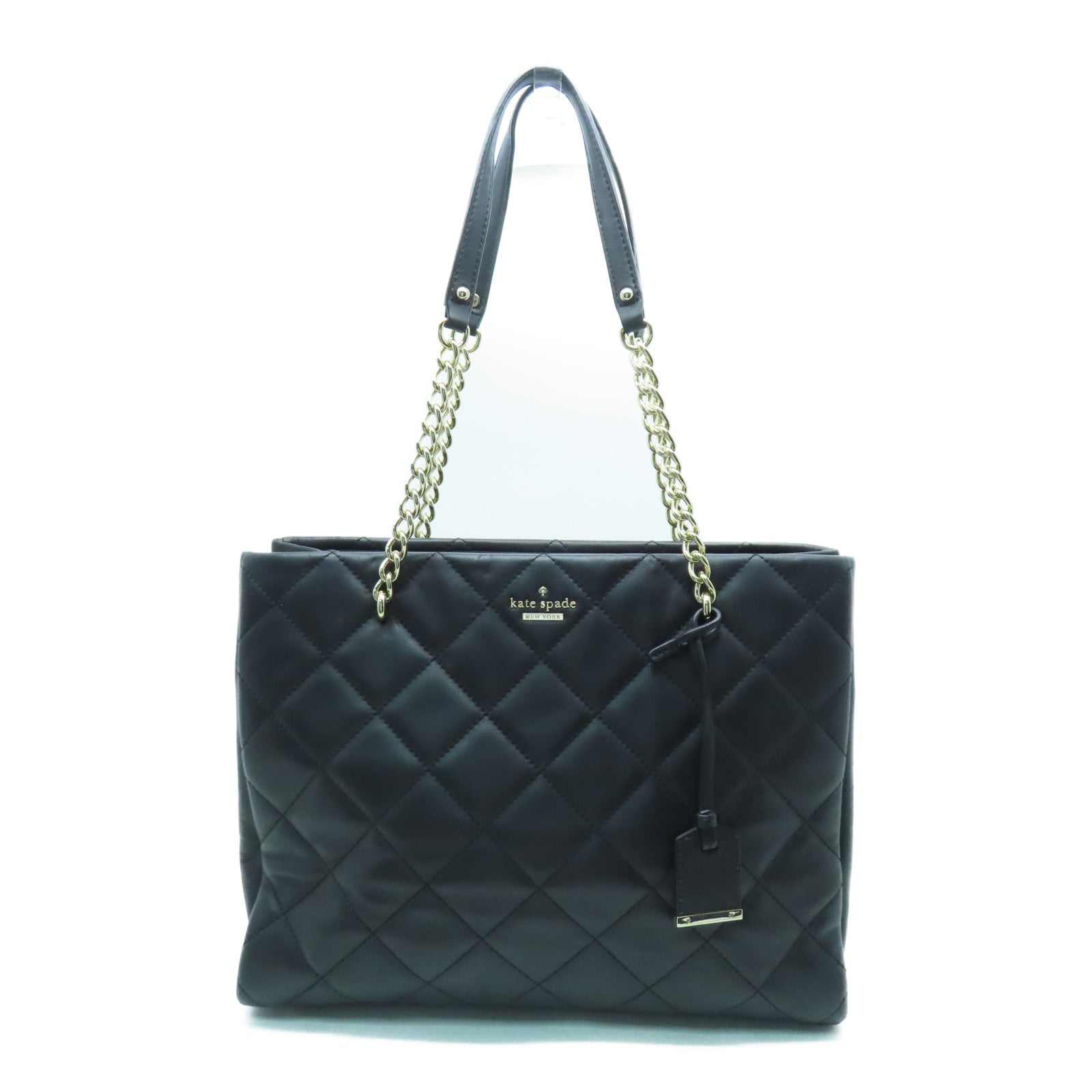 Kate Spade 【激減優惠】牛皮皮革Tote Bag銀扣鏈帶肩背袋黑色