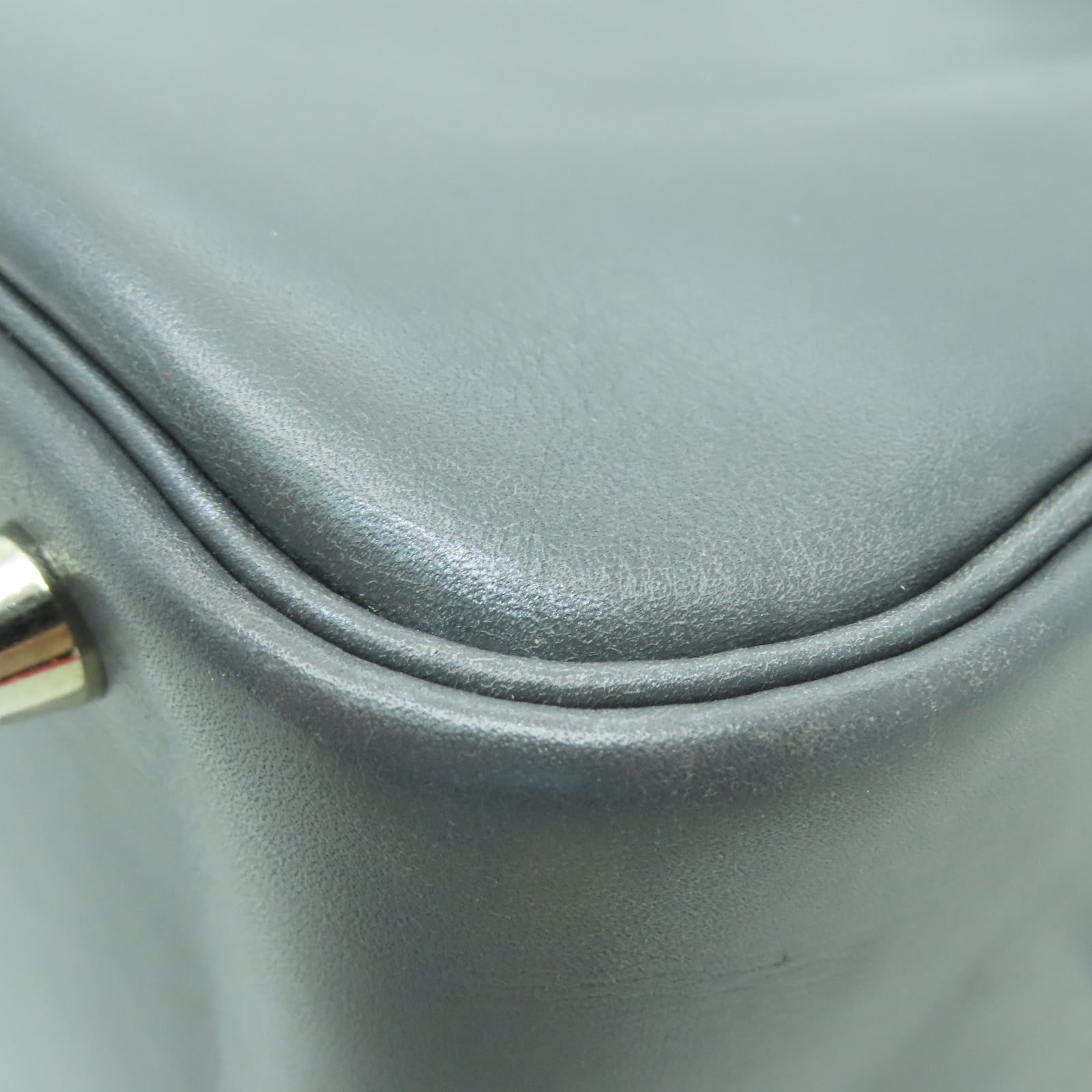 HERMES Box Calf皮革Plume 32銀扣手挽袋石墨灰色
