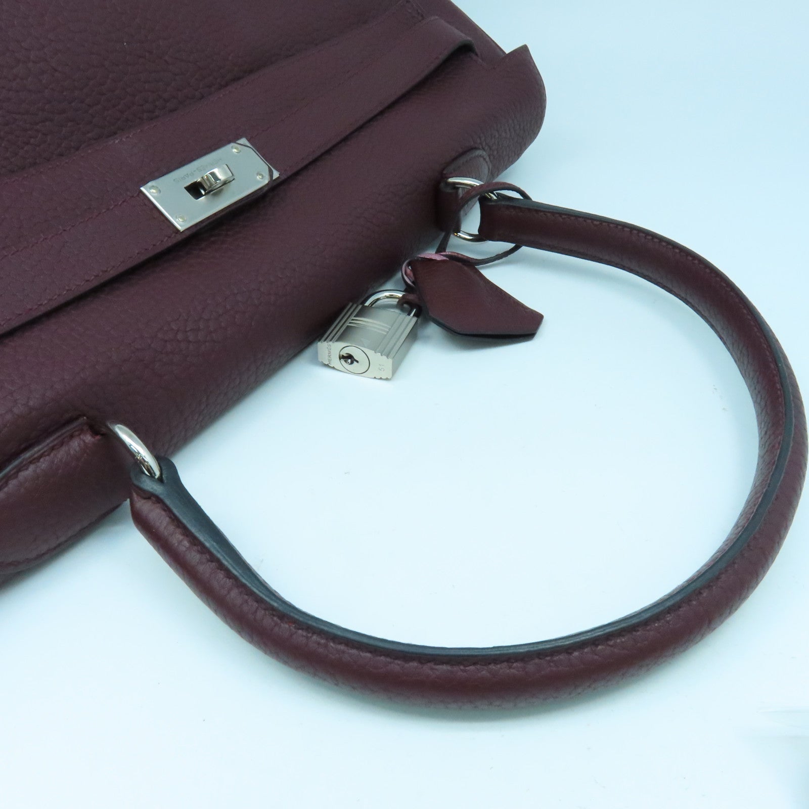 HERMES Clemence皮革Shoulder Kelly銀扣肩背袋啡色