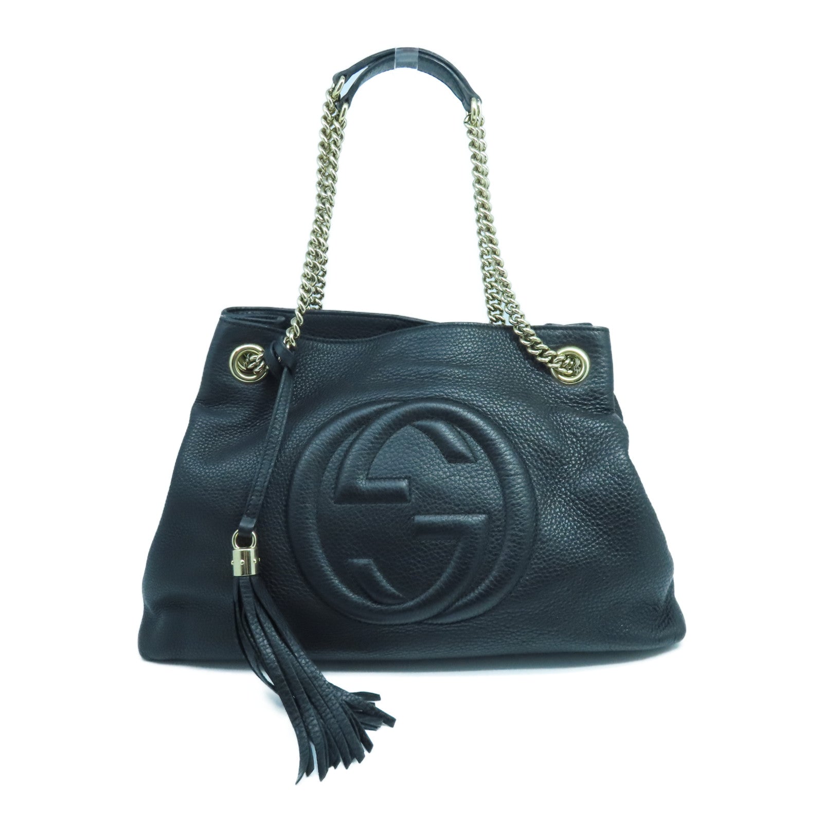 GUCCI 牛皮皮革Chain Shoulder金扣肩背袋黑色