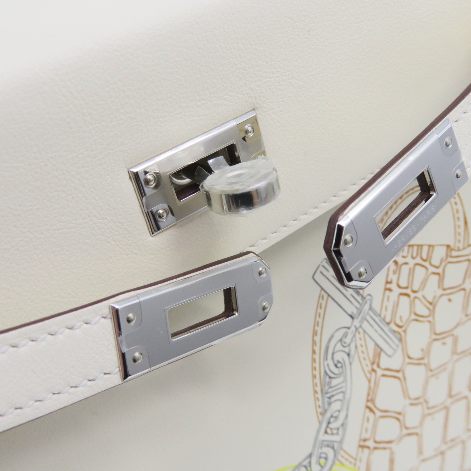 HERMES [Sharp Discount] Swift Leather Silver Buckle Kelly 25 in&amp;out Limited 2Way Shoulder Handle Shoulder Bag Off-White