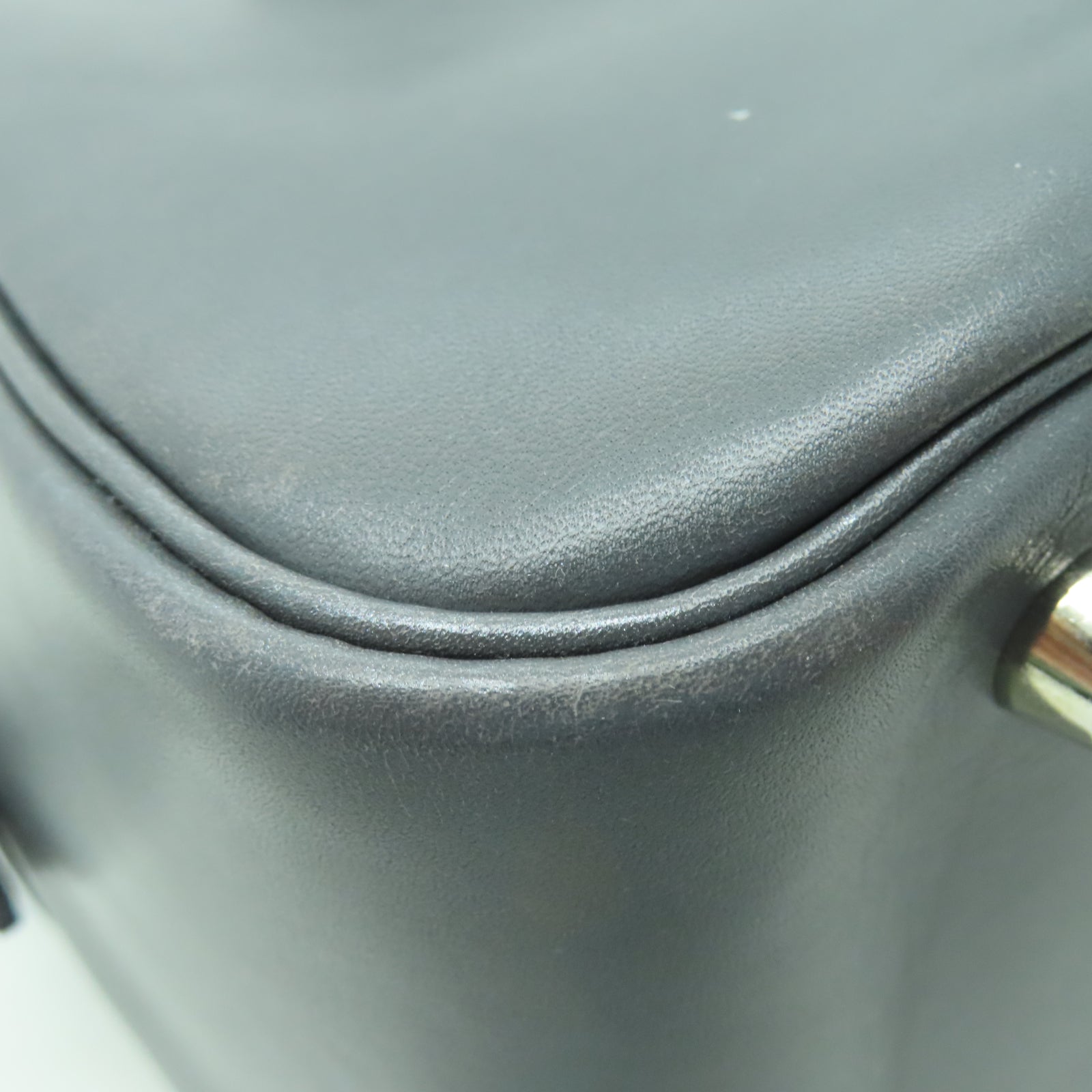 HERMES Box Calf皮革Plume 32銀扣手挽袋石墨灰色