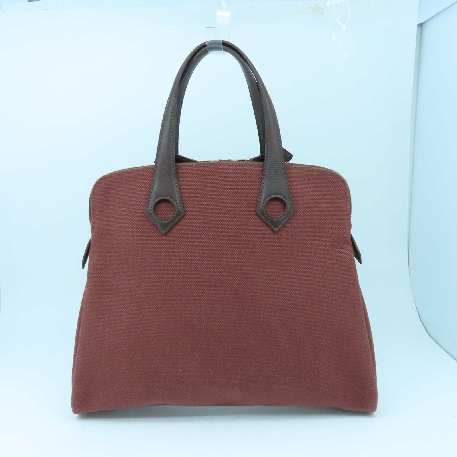 HERMES 帆布Hand Bag銀扣手挽袋紅色