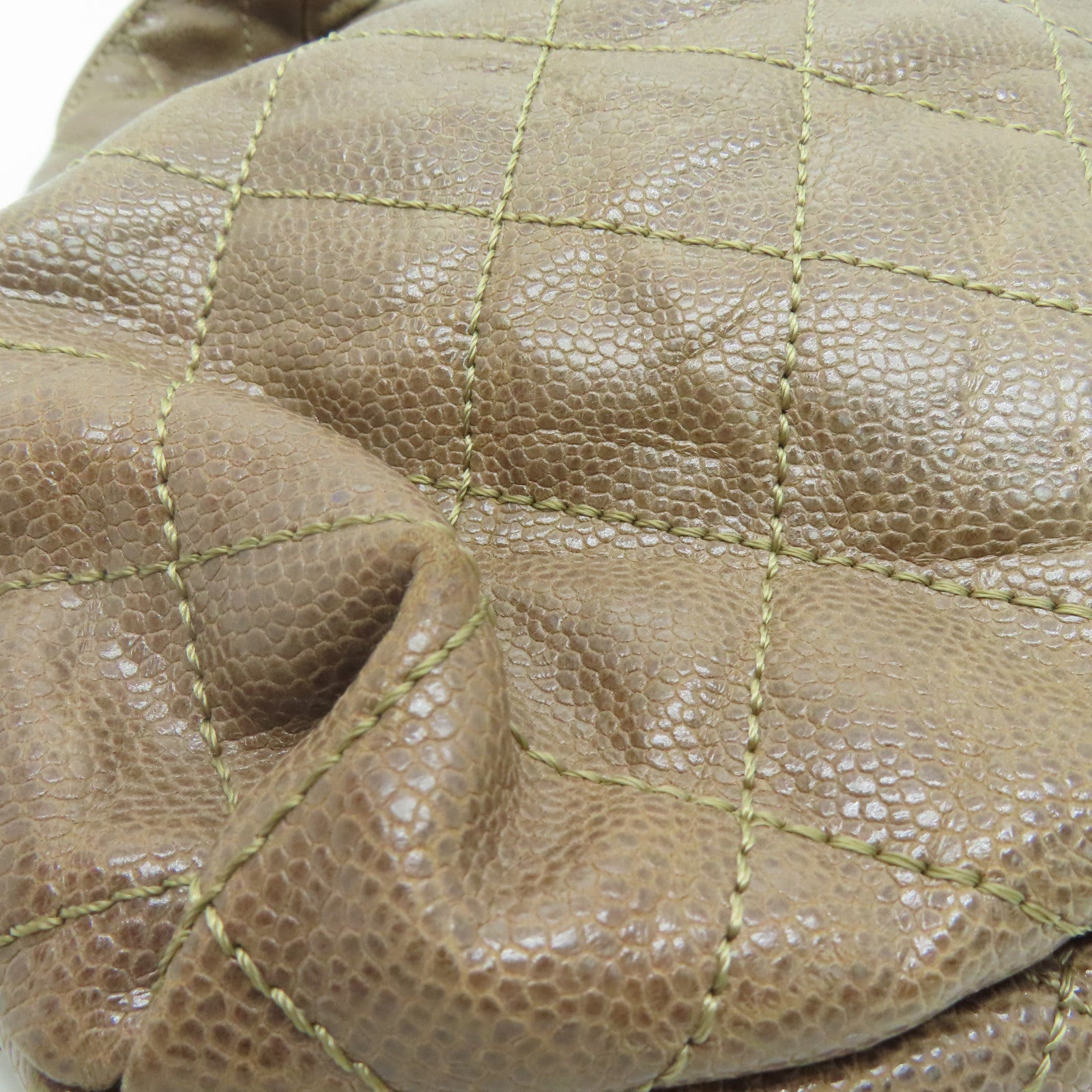 CHANEL 菱格牛皮皮革Totebag银扣手挽袋啡色