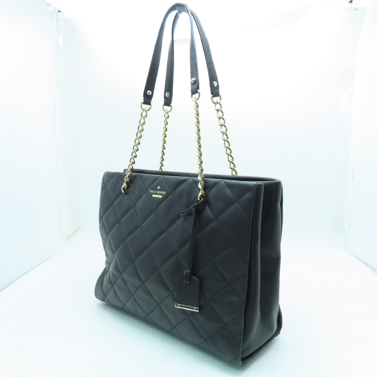Kate Spade 【激減優惠】牛皮皮革Tote Bag銀扣鏈帶肩背袋黑色